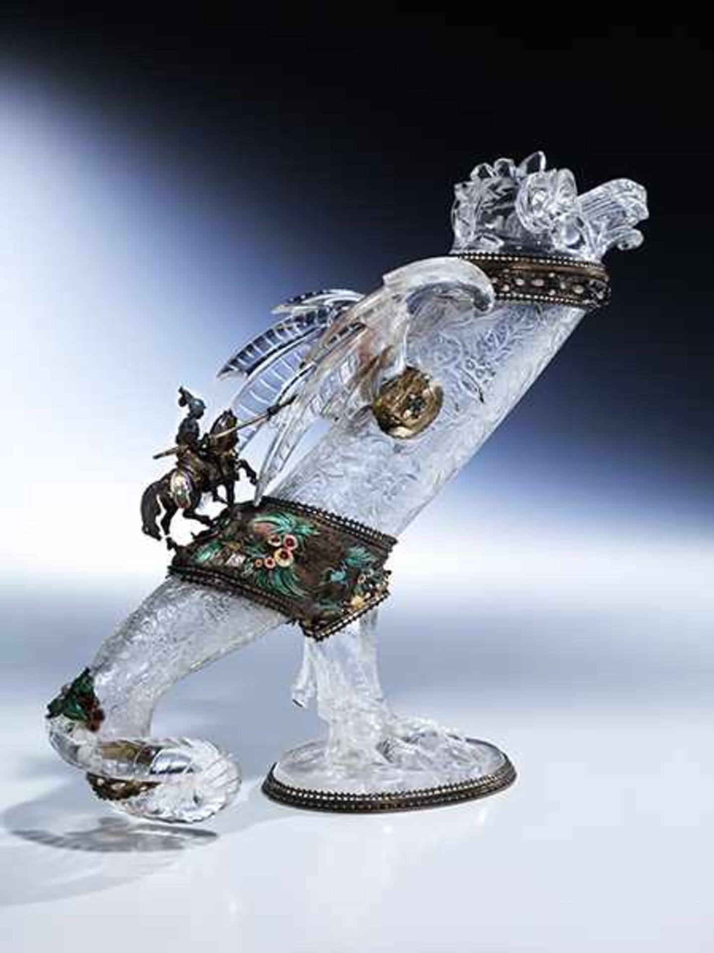 Mountain crystal object with Saint George and the Dragon