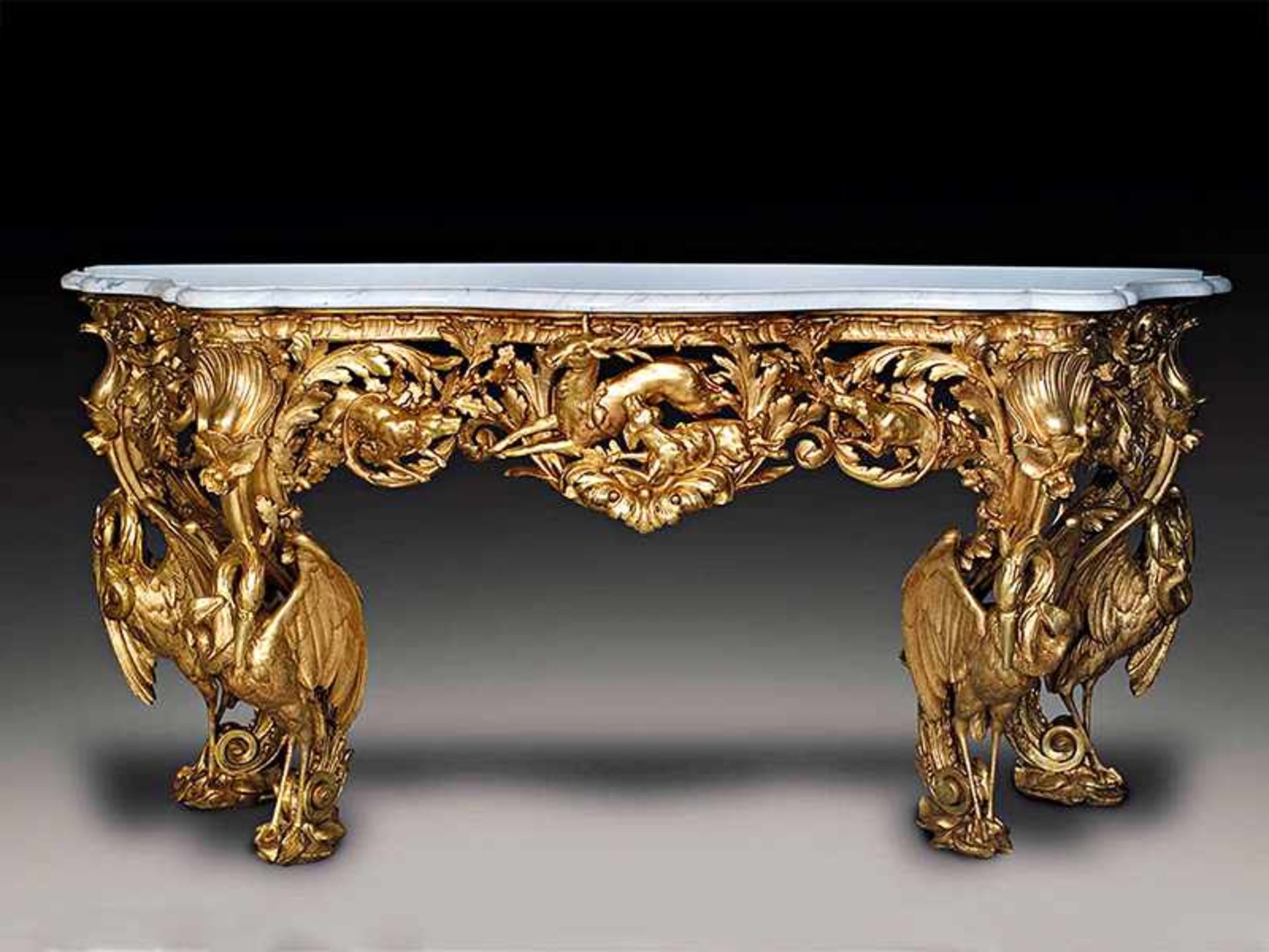 Exceptionally ornate console as part of a hunting parlour