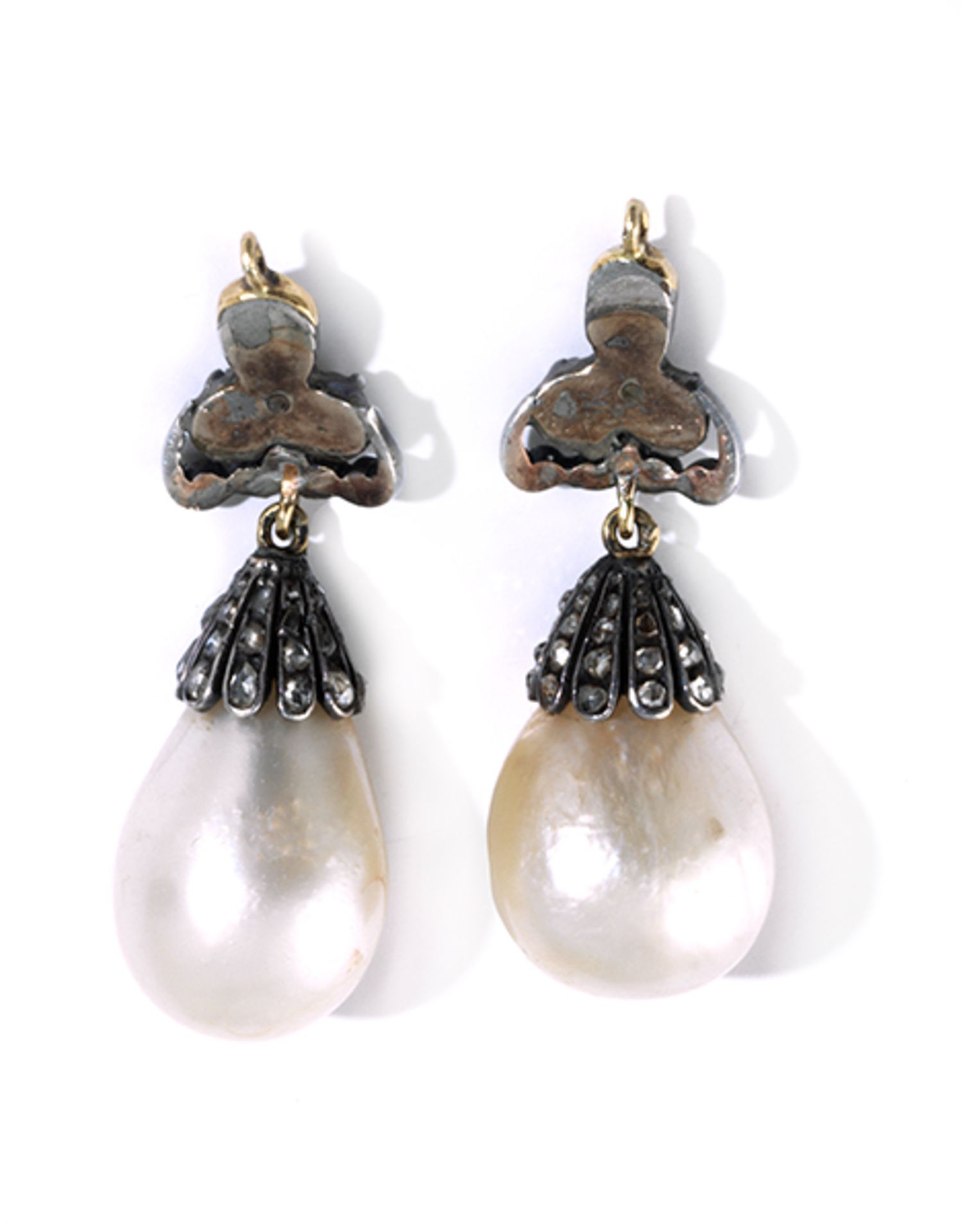 Natural pearl and diamond earrings - Bild 3 aus 5