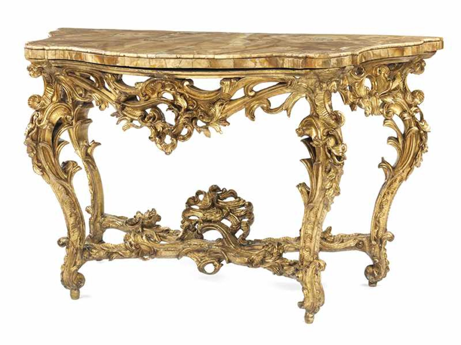 Elaborately decorated Louis XV console