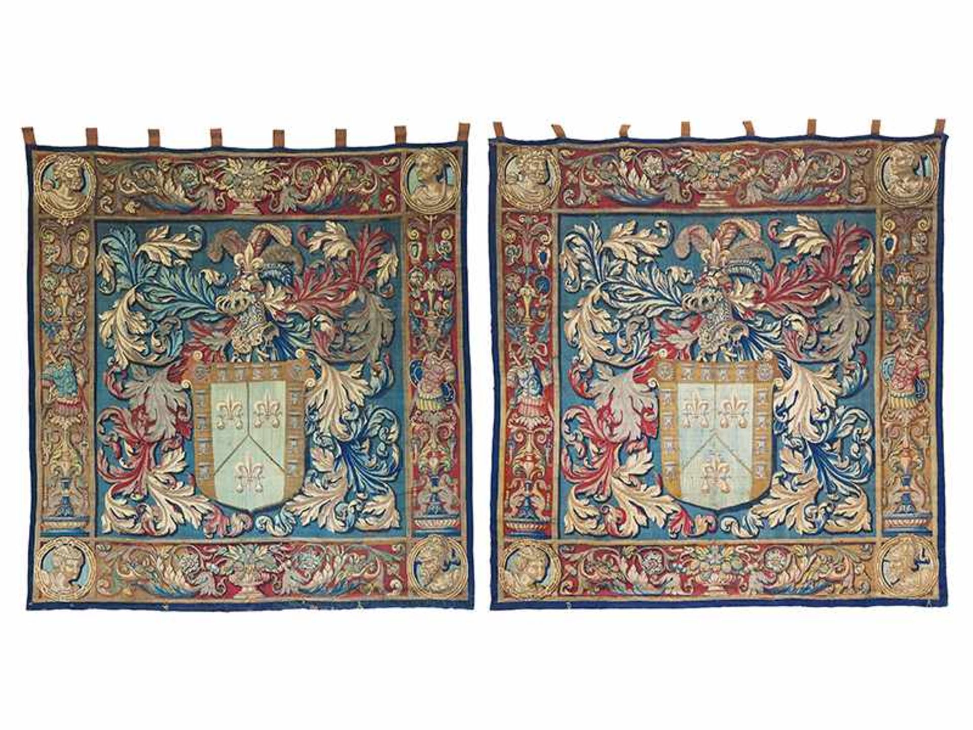 A pair of Bruges tapestries with coat of arms of the de Nagera family