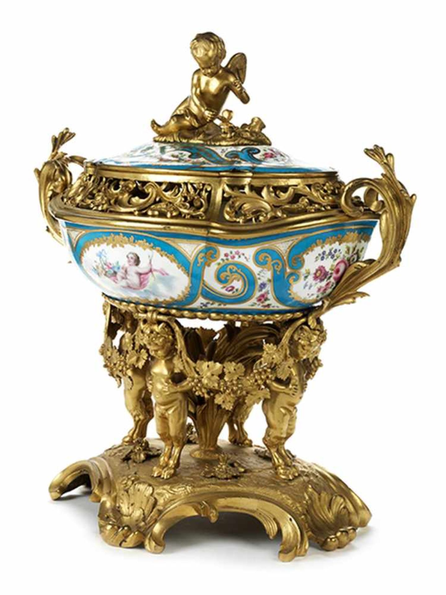 Prächtige Tafelaufsatz-Deckelschale im Louis XV-Stil Höhe: 39 cm. Länge: 36 cm. Tiefe 23 cm. - Bild 5 aus 5