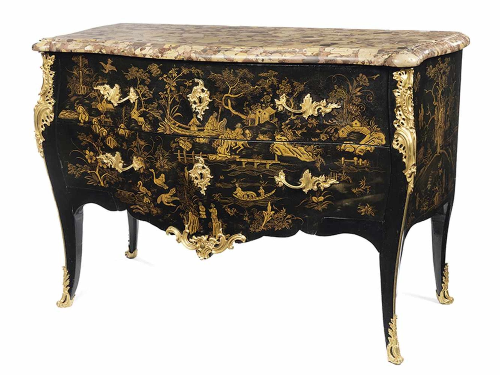 Elegant Louis XV black lacquer commode with gilt painting - Bild 8 aus 8