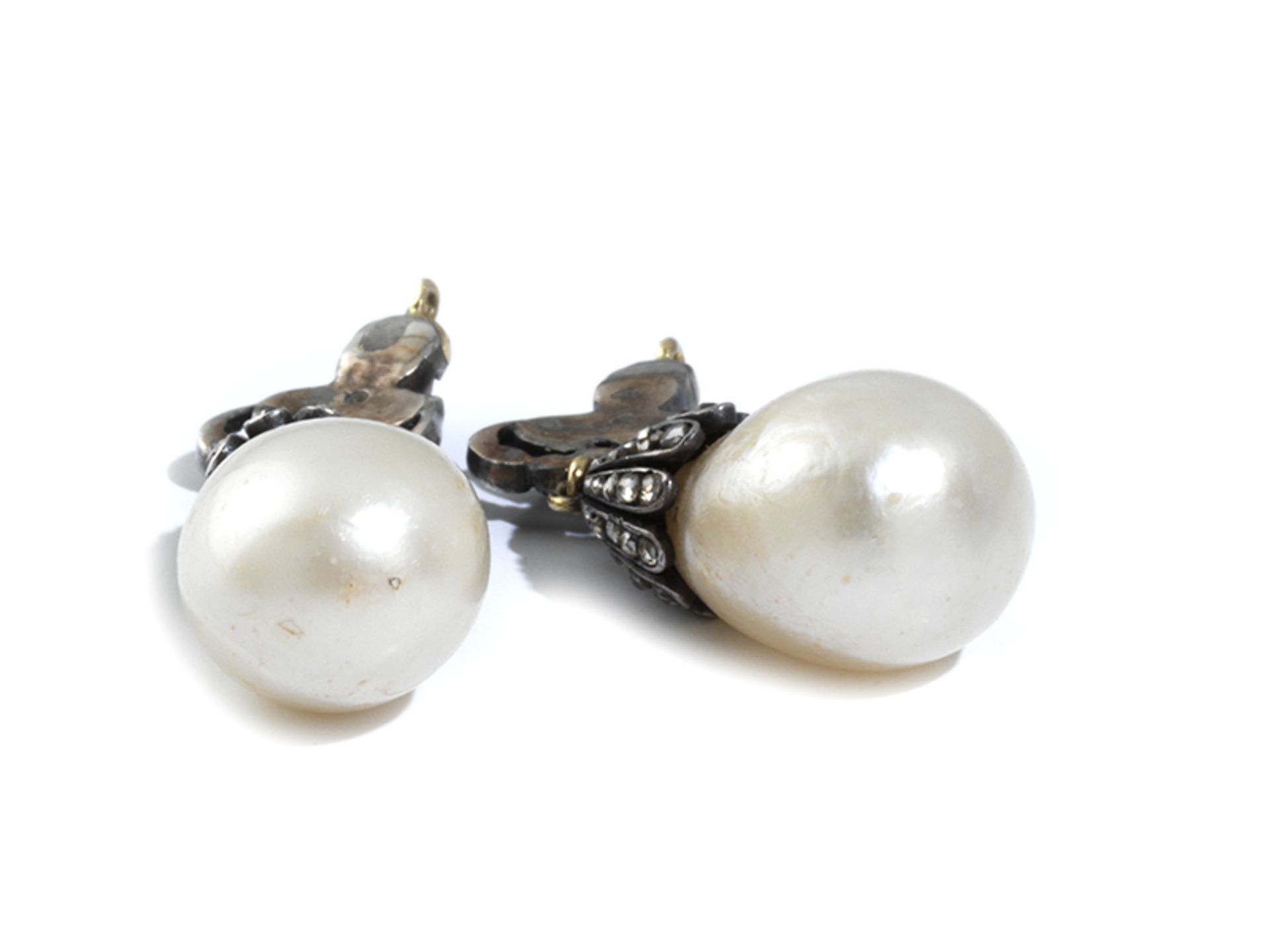 Natural pearl and diamond earrings - Bild 4 aus 5