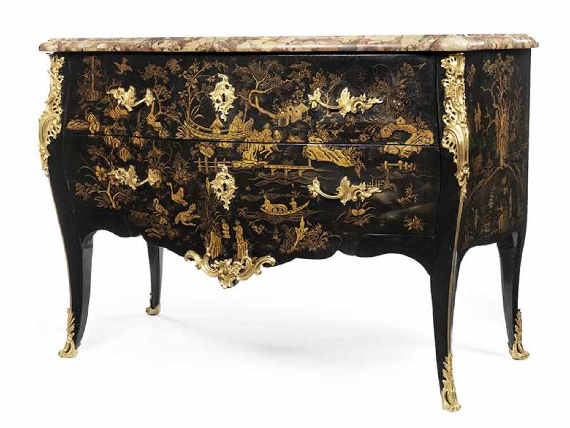 Elegant Louis XV black lacquer commode with gilt painting - Bild 2 aus 8