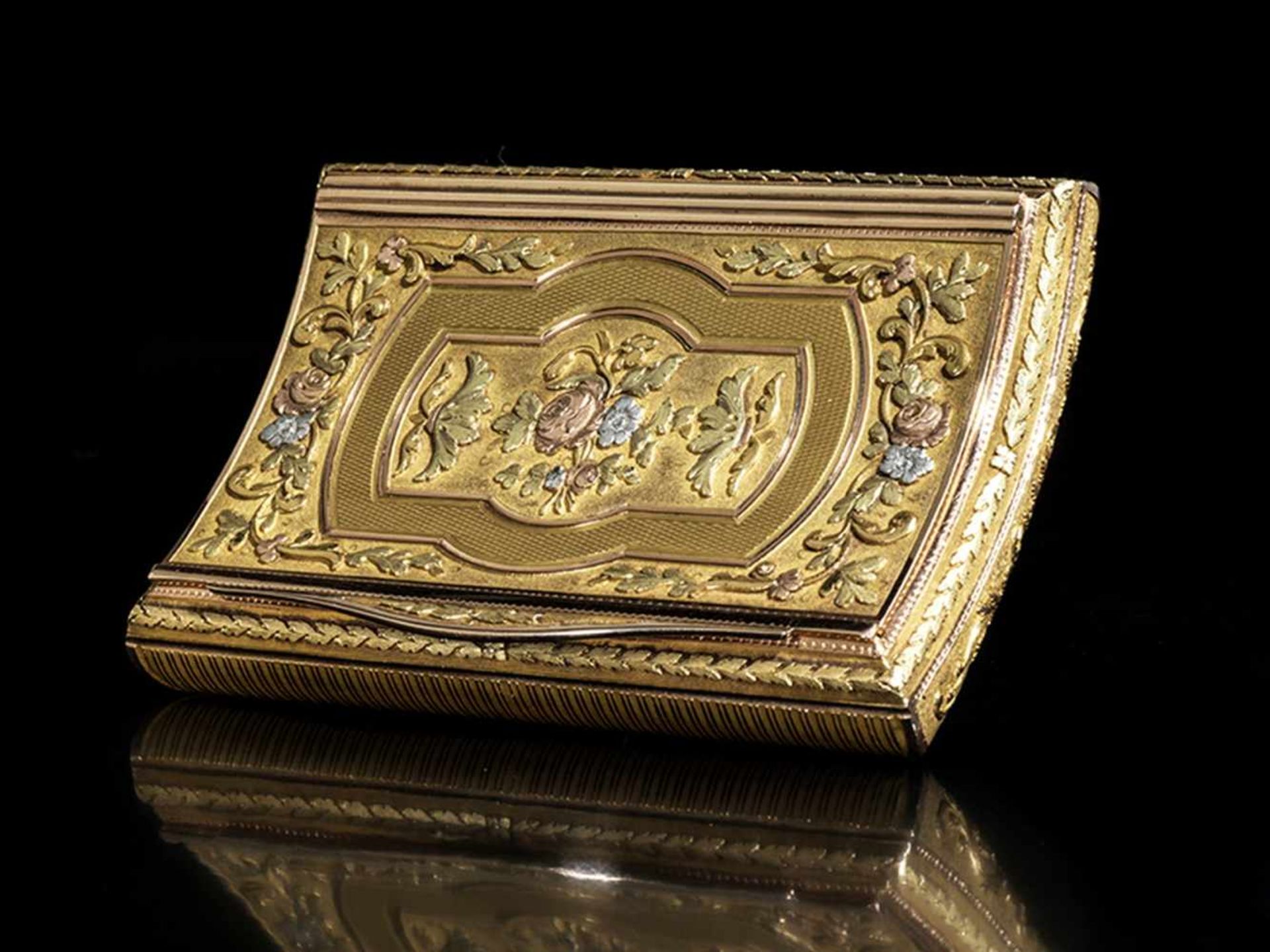 Golddose in Wiegenform 1,5 x 8 x 5,5 cm. Gewicht: 81 g. Boden und Deckel mit partiell verputzen - Bild 7 aus 7