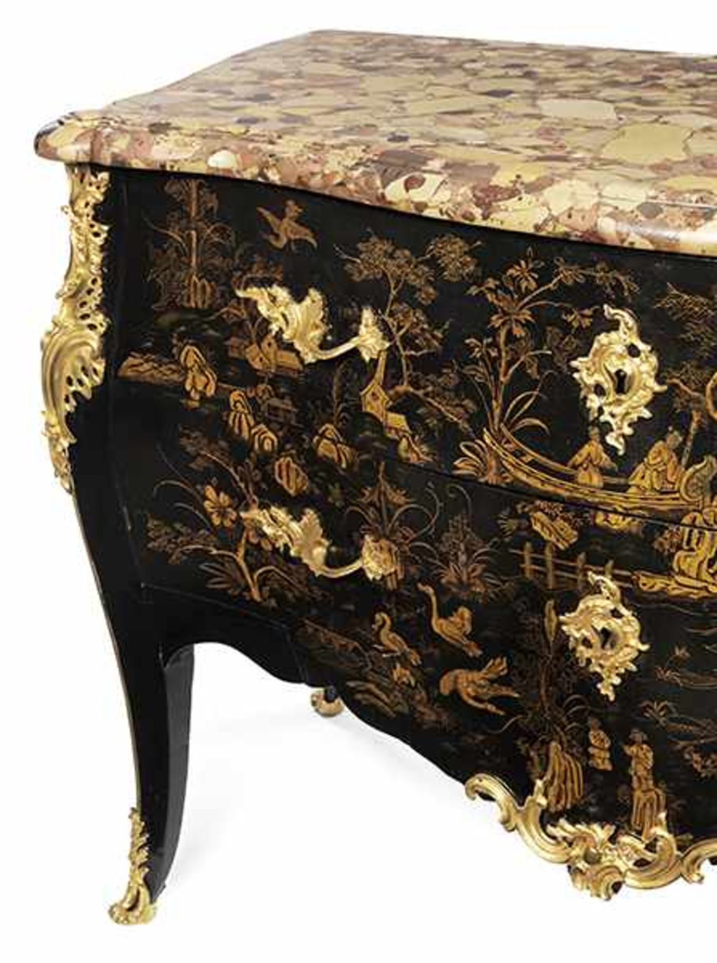 Elegant Louis XV black lacquer commode with gilt painting - Bild 7 aus 8