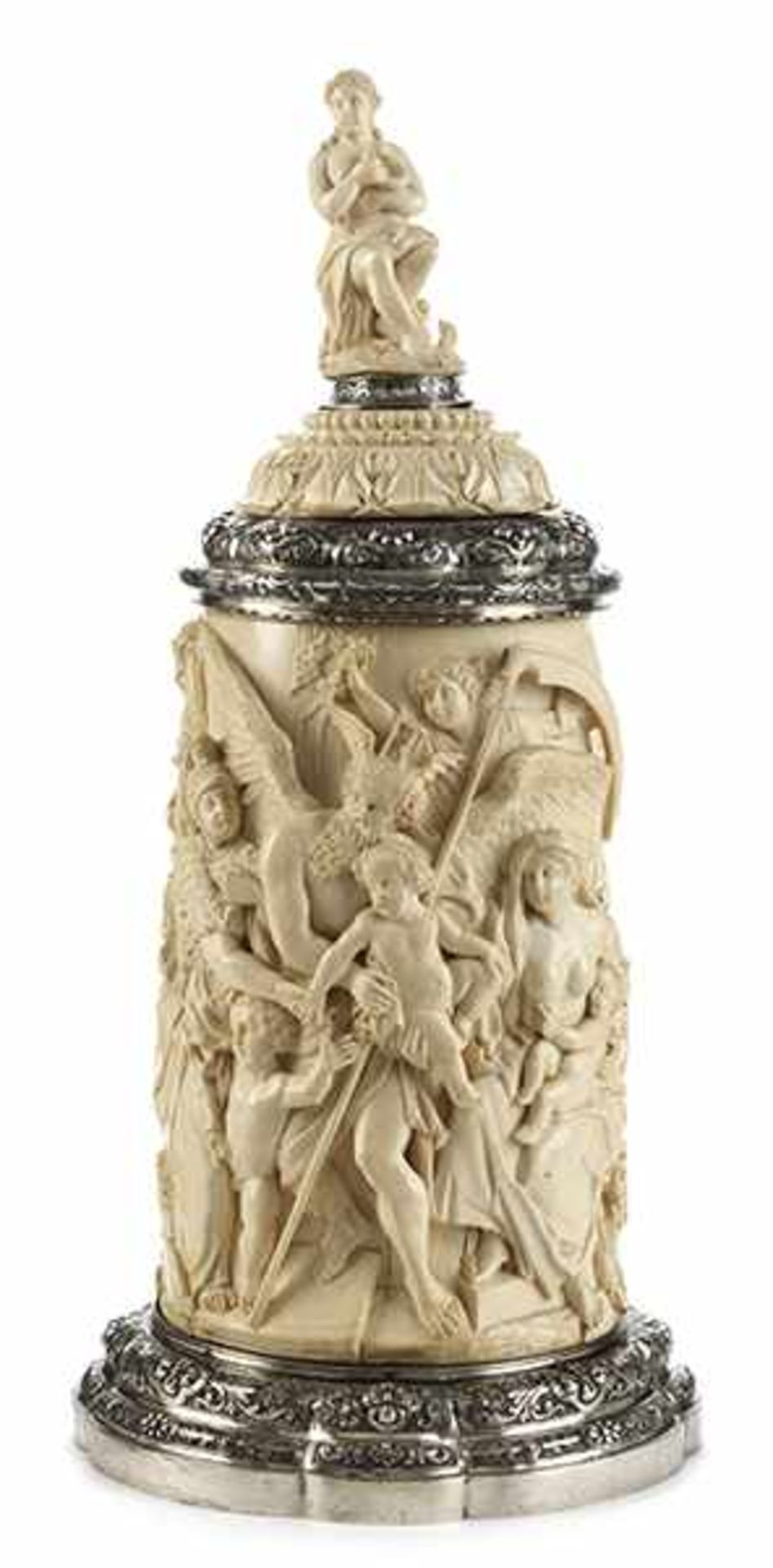 Large lidded cup in ivory with silver mounting - Bild 4 aus 9