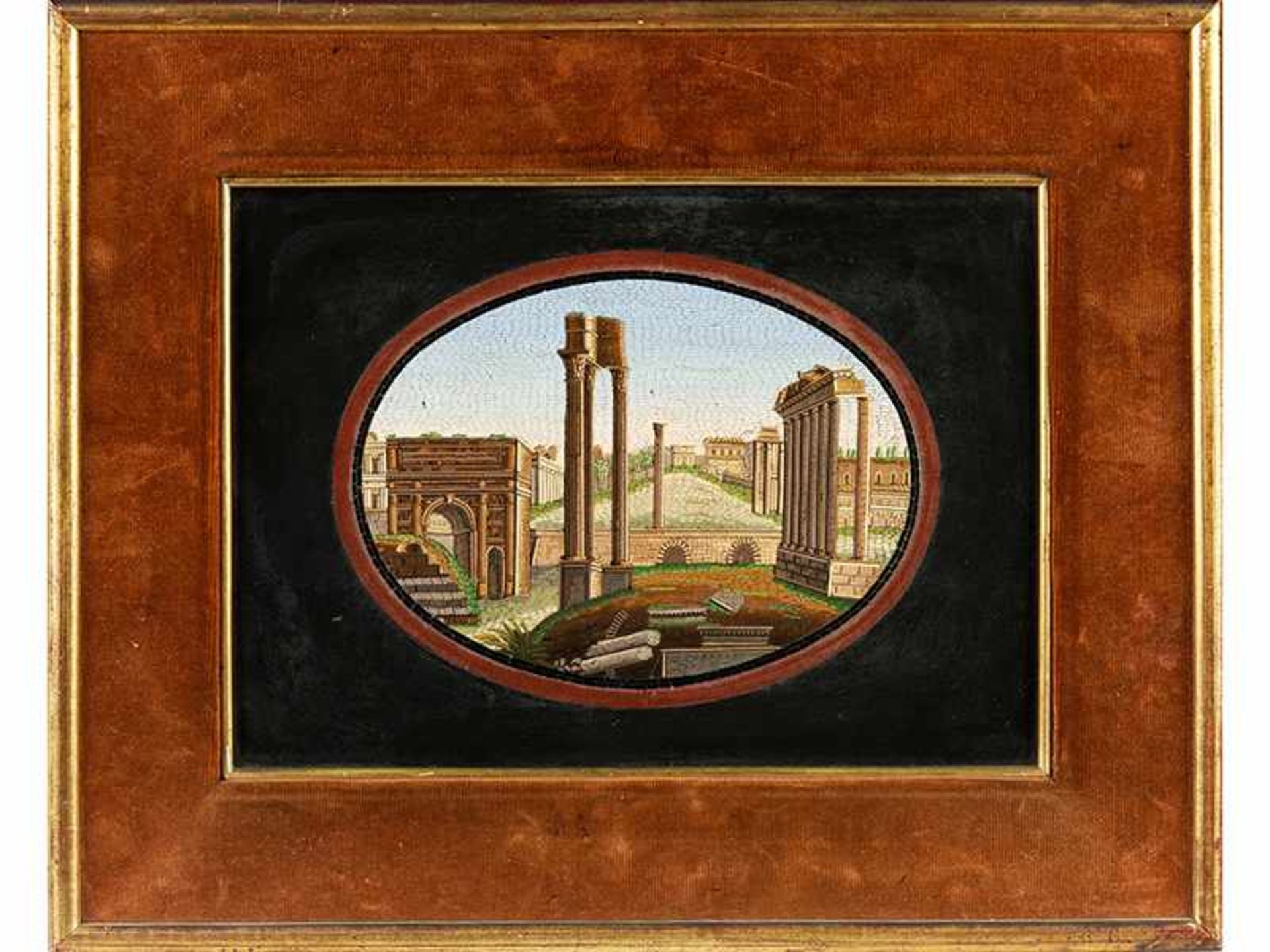 Grand Tour-Objekt 19 x 25 cm. Rahmenaußenmaß: 30 x 36 cm. Italien, 19. Jahrhundert. Das Objekt in