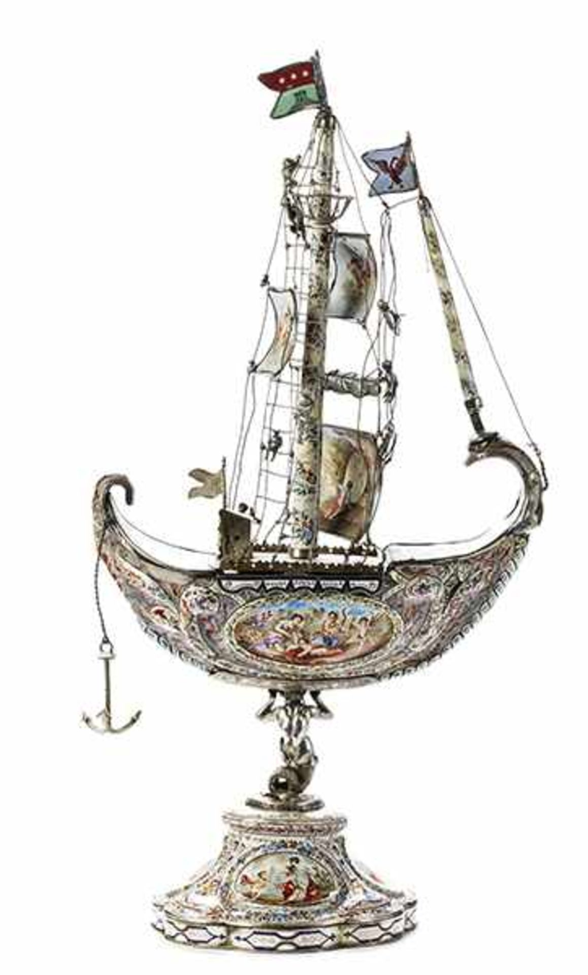 Fine Viennese silver and enamel ship - Bild 3 aus 9