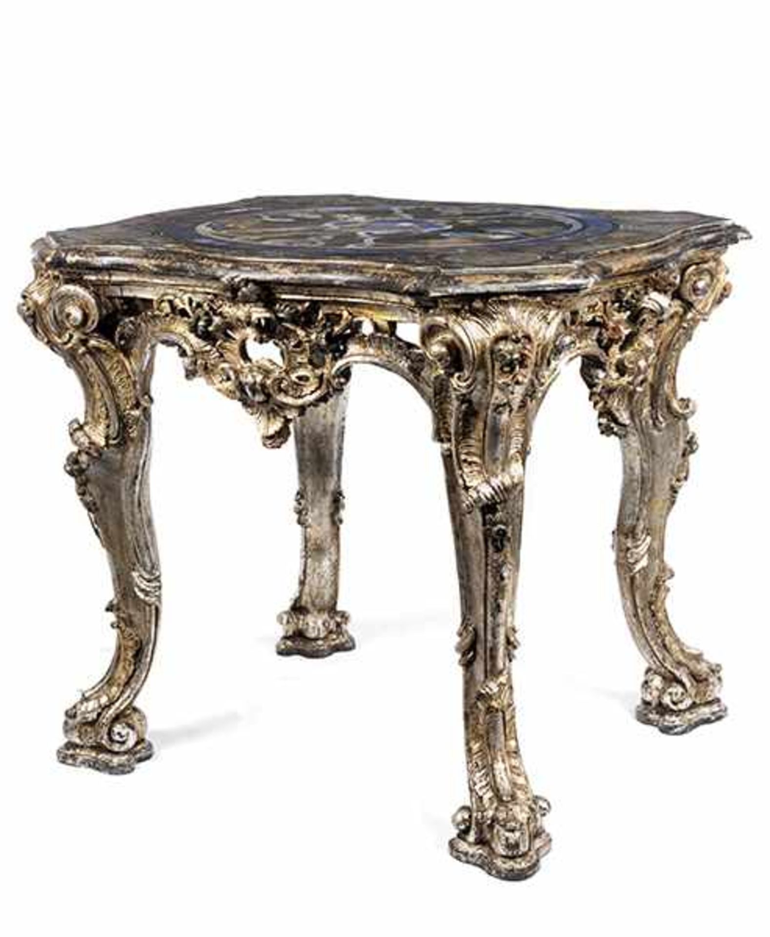 Italian silvered scagliola table