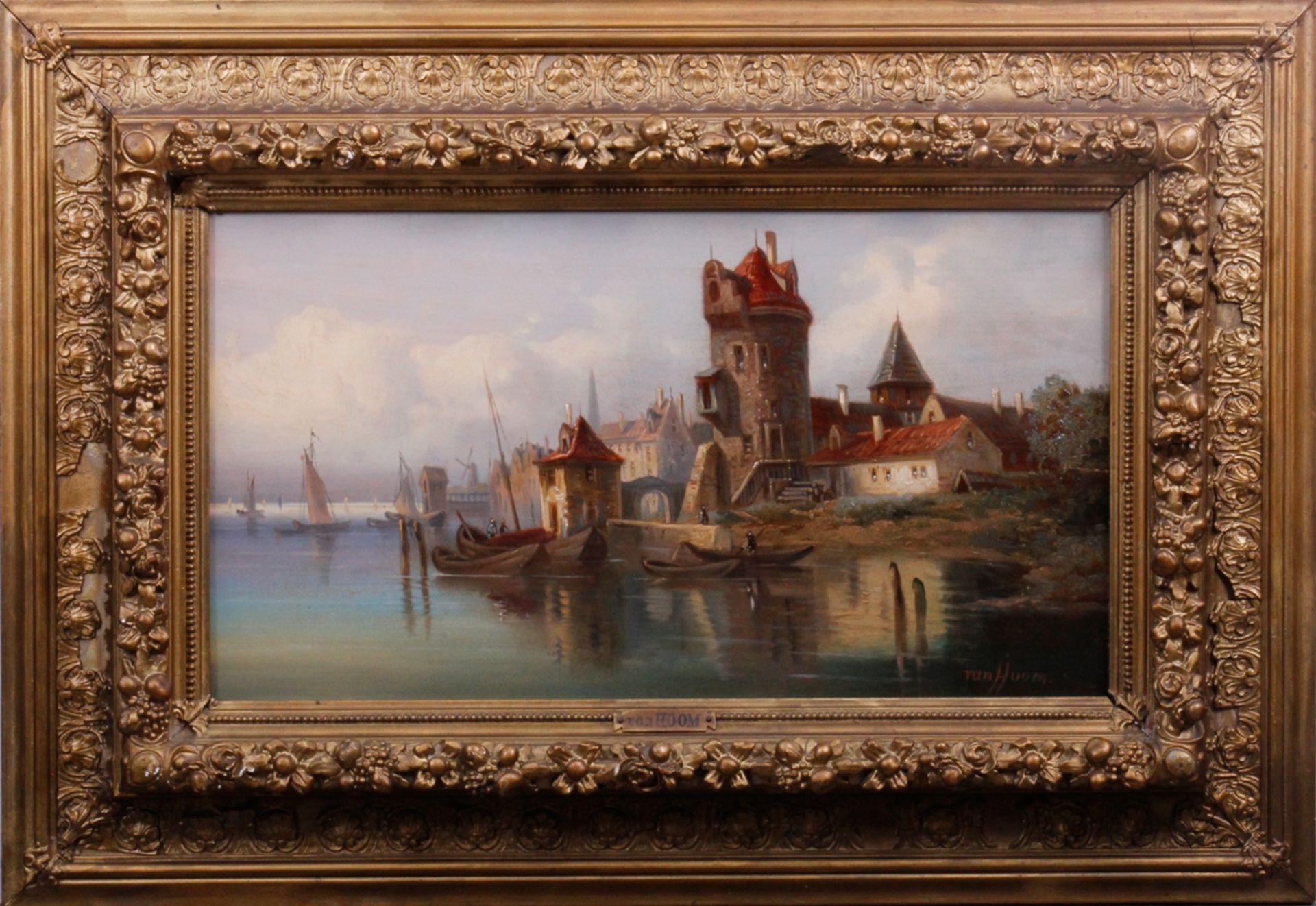 Ludwig Hermann van Hoom (1812 - 1881, niederländischer Marinemaler), "Partie in Köhrmend", Öl auf - Bild 3 aus 4
