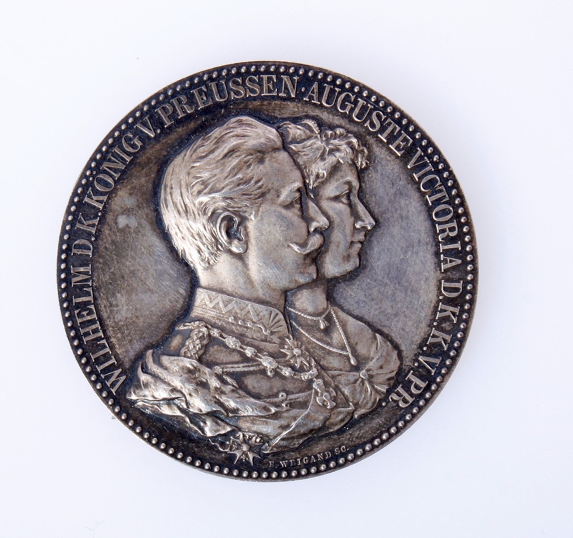 Preußen Silbermedaille zur Goldenen Hochzeit von Wilhelm und Auguste Victoria 1888 im Etui, - Image 4 of 10