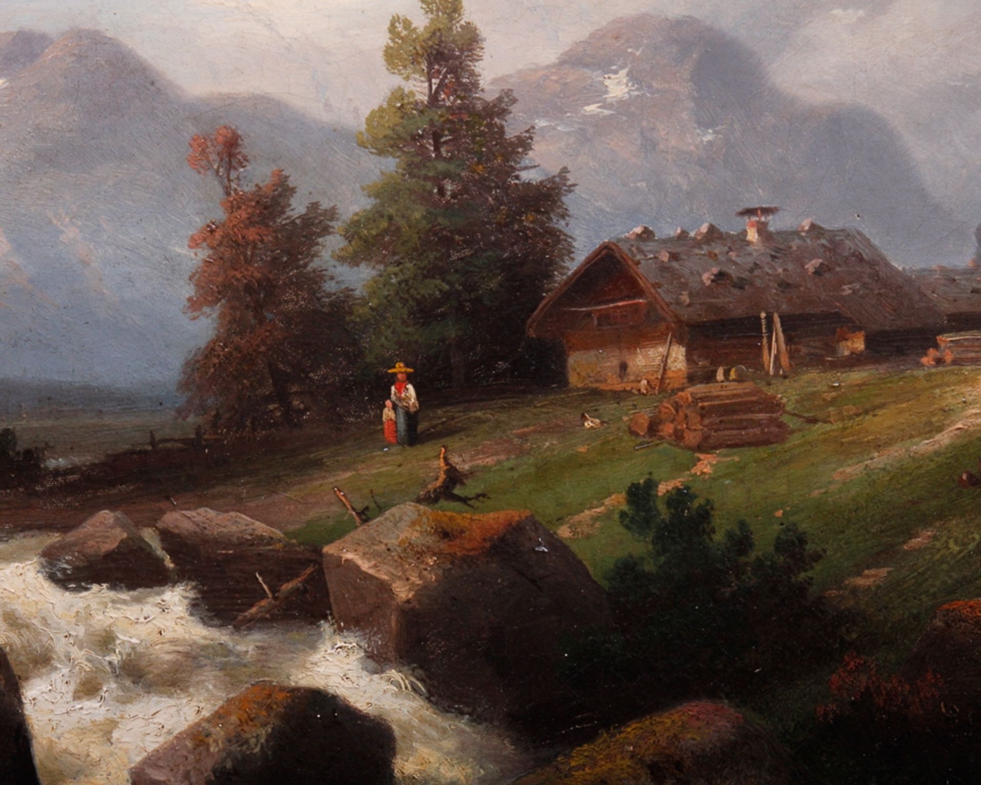 Wohl Louis Rohsal (ca. 1820 -ca. 1910), Landschaft mit Wildbach, 19. Jhdt., Öl auf Leinwand, auf - Image 2 of 7