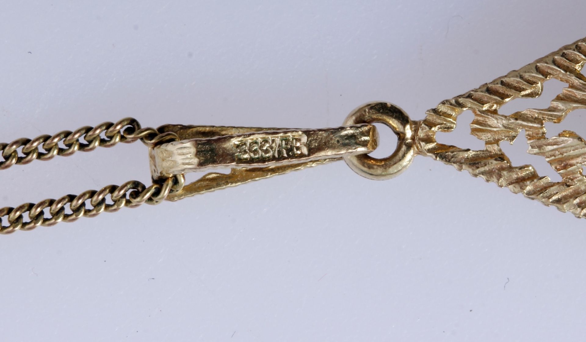 Collier, Kette mit Anhänger aus Gold, Türkisperlen. Länge ca. 45cm, Gewicht 4,0 Gramm. - Bild 4 aus 4