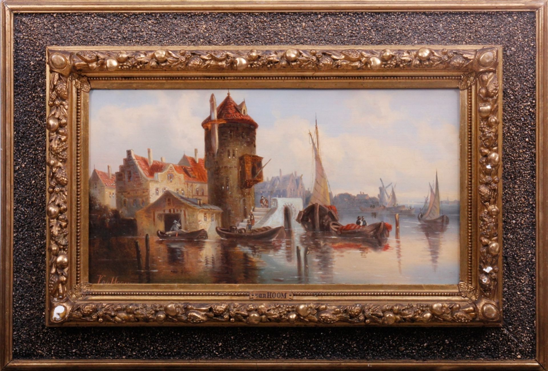 Ludwig Hermann van Hoom (1812 - 1881, niederländischer Marinemaler), "Partie in Utrecht", Öl auf