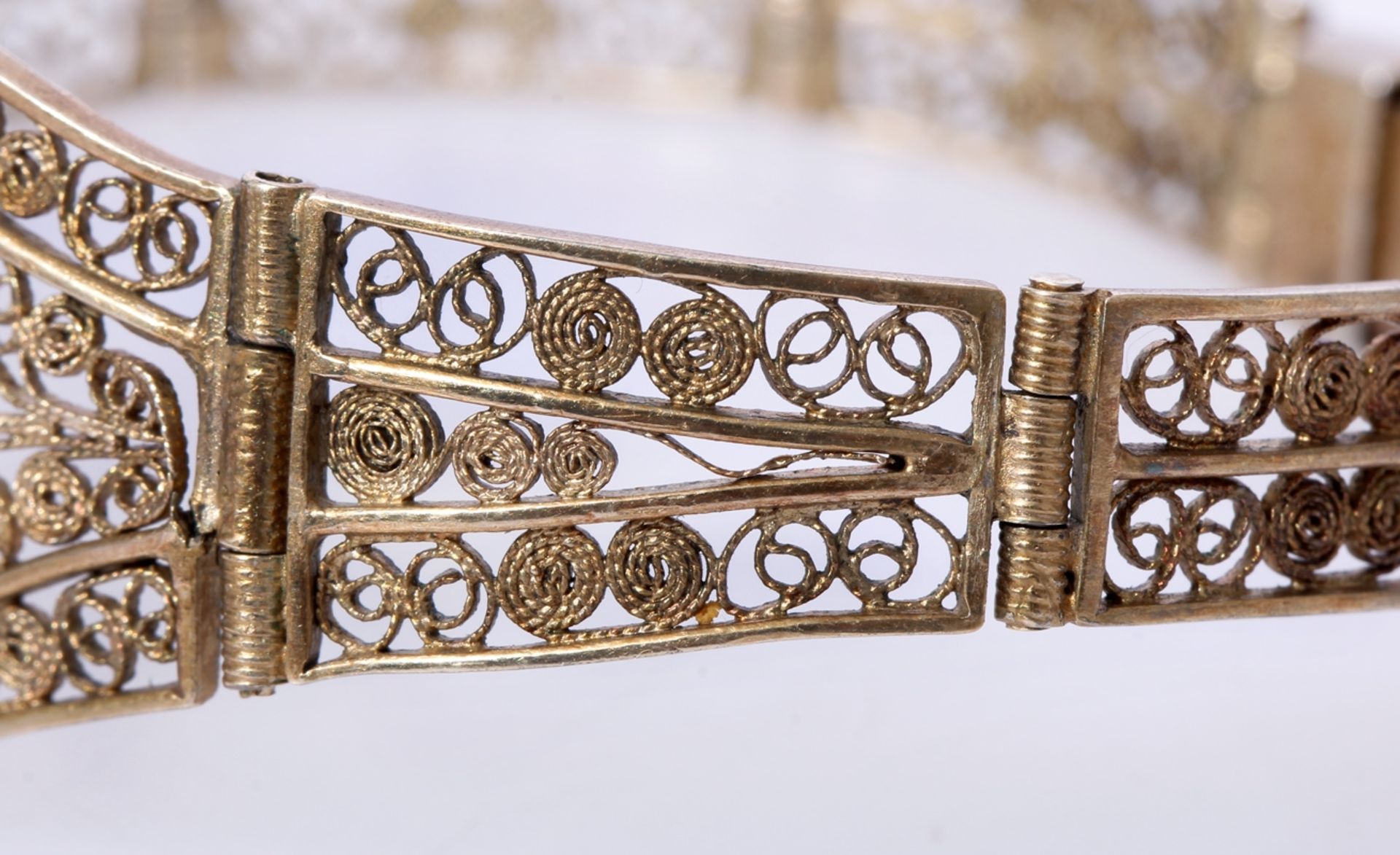 Filigran Armband mit Gemme, 800 Silber vergoldet, 14,20 Gramm, zentrale Gemme, Armbandglieder in - Bild 5 aus 5