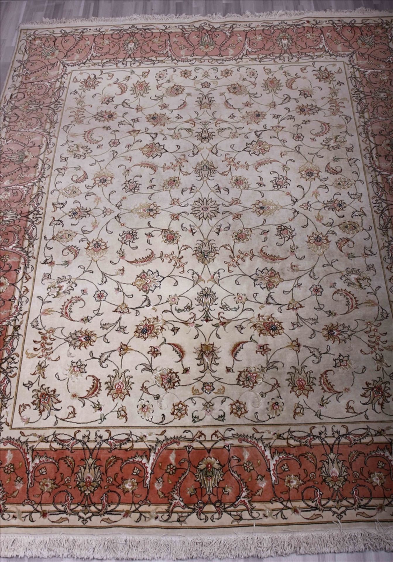 Teppich, Täbriz, Seidenanteil, hellgrundig, Floraldekor, 306x238 - Bild 2 aus 4