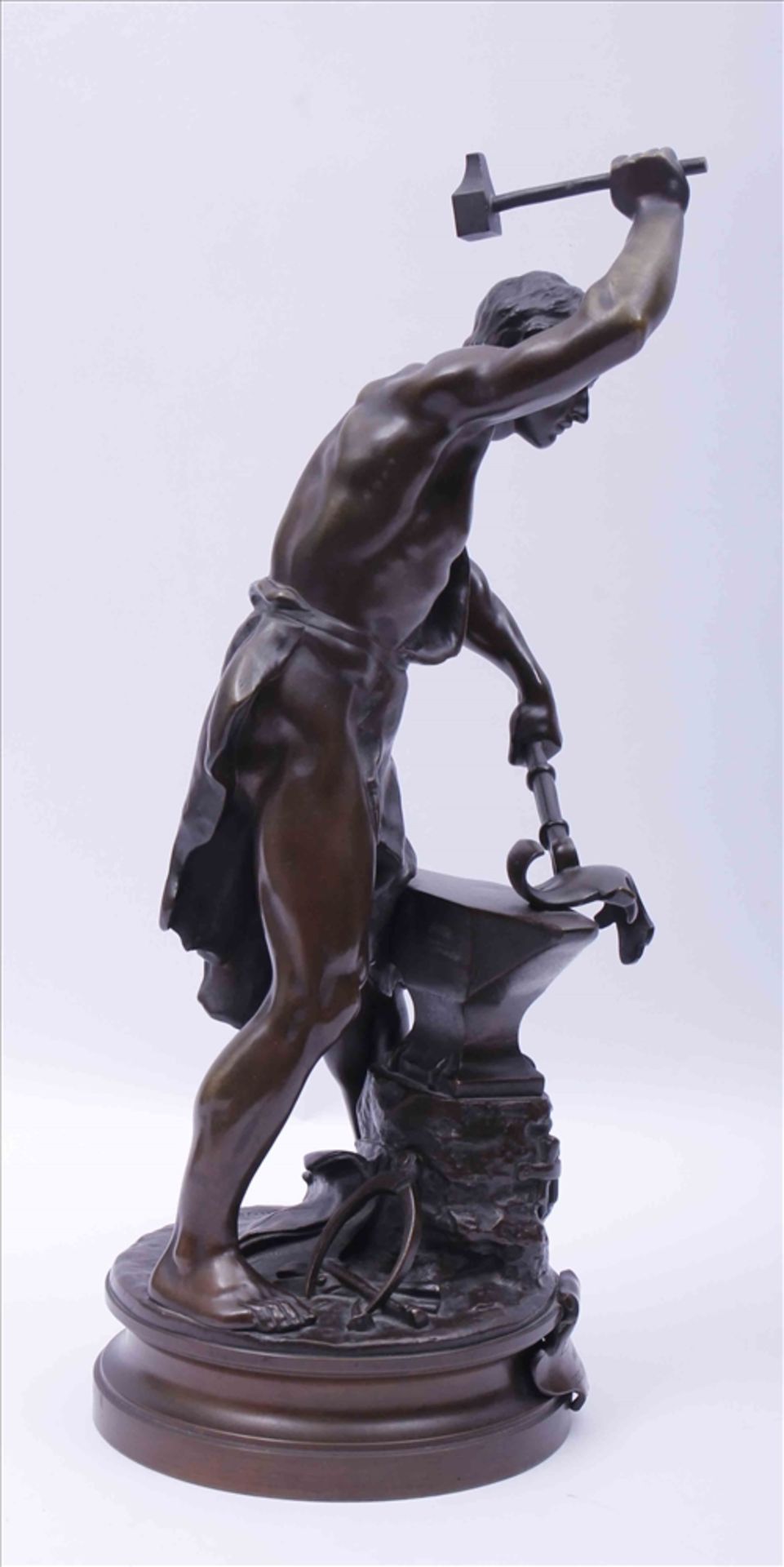 Adrien Étienne Gaudez (1845 - 1902), "Le Travail", Bronze, braun patiniert, stehender Schmied am - Bild 2 aus 5