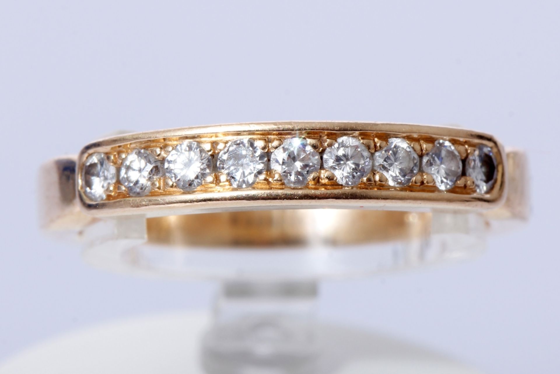 Ring, 750GG, 5,20 Gramm, 9 Diamanten im Brillantschliff, ges. ca. 0,41ct, Wesselton, SI, - Bild 5 aus 5