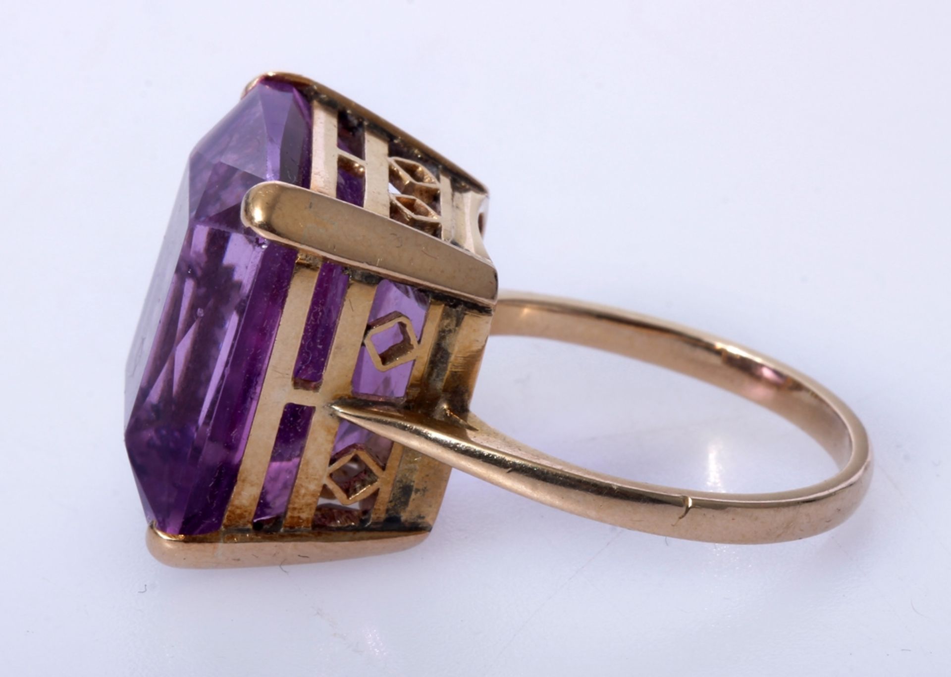 Amethyst Ring, 585 Gold, 8,66 Gramm, Ringgröße 56, Stein 15x17mm, guter Zustand - Bild 3 aus 3