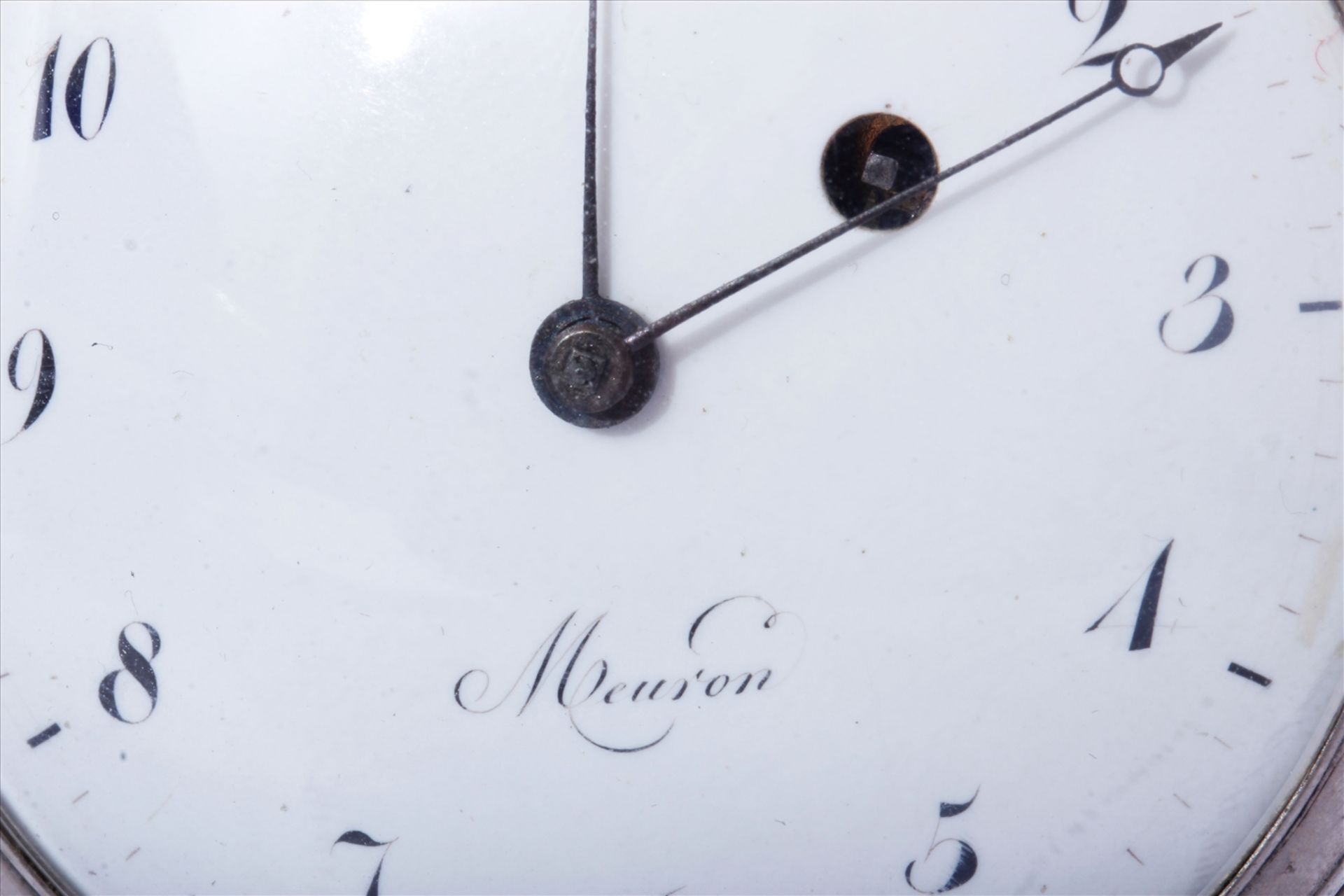 Spindel-Taschenuhr m. 1/4-Repetition, Meuron, Schweiz, um 1800, rundes 2-Deckelgehäuse, rücks.