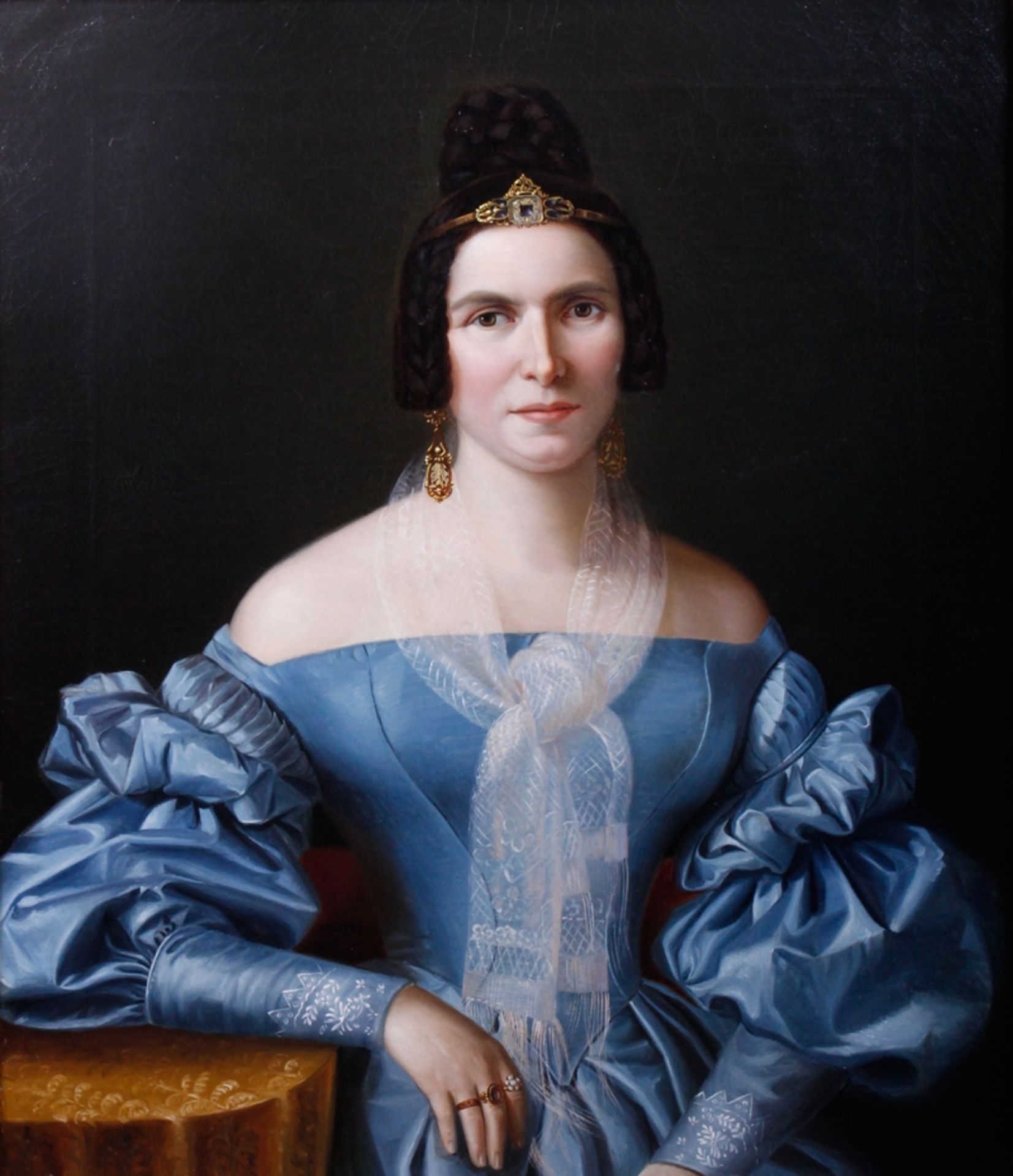 Louis Moritz (1773 in Den Haag - 1850 in Amsterdam), Porträt einer Dame im blauen Seidenkleid, sign.