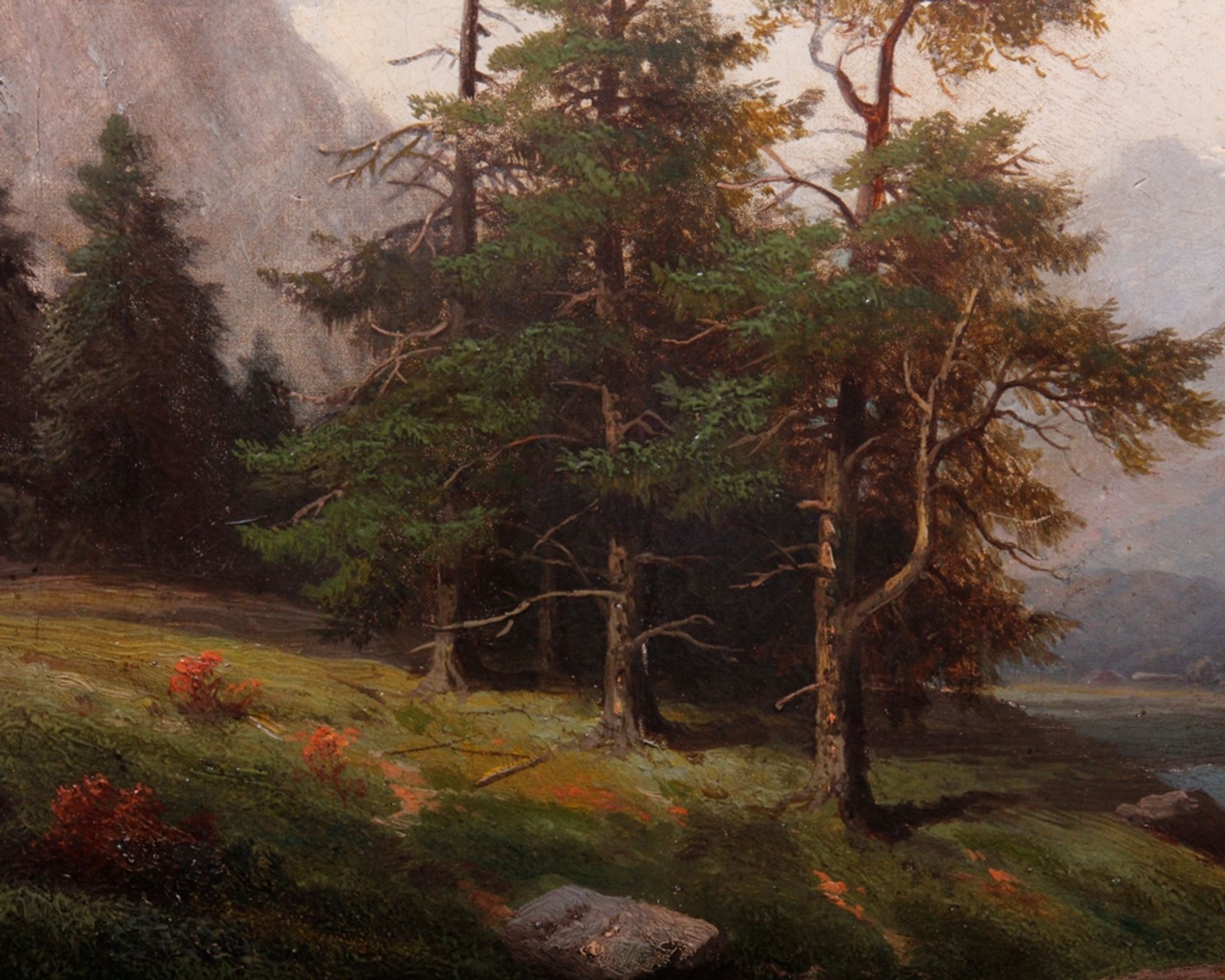 Wohl Louis Rohsal (ca. 1820 -ca. 1910), Landschaft mit Wildbach, 19. Jhdt., Öl auf Leinwand, auf - Image 4 of 7