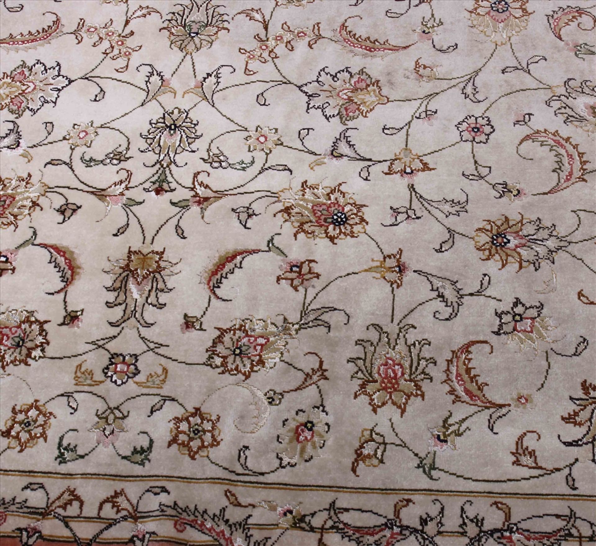 Teppich, Täbriz, Seidenanteil, hellgrundig, Floraldekor, 306x238 - Bild 4 aus 4