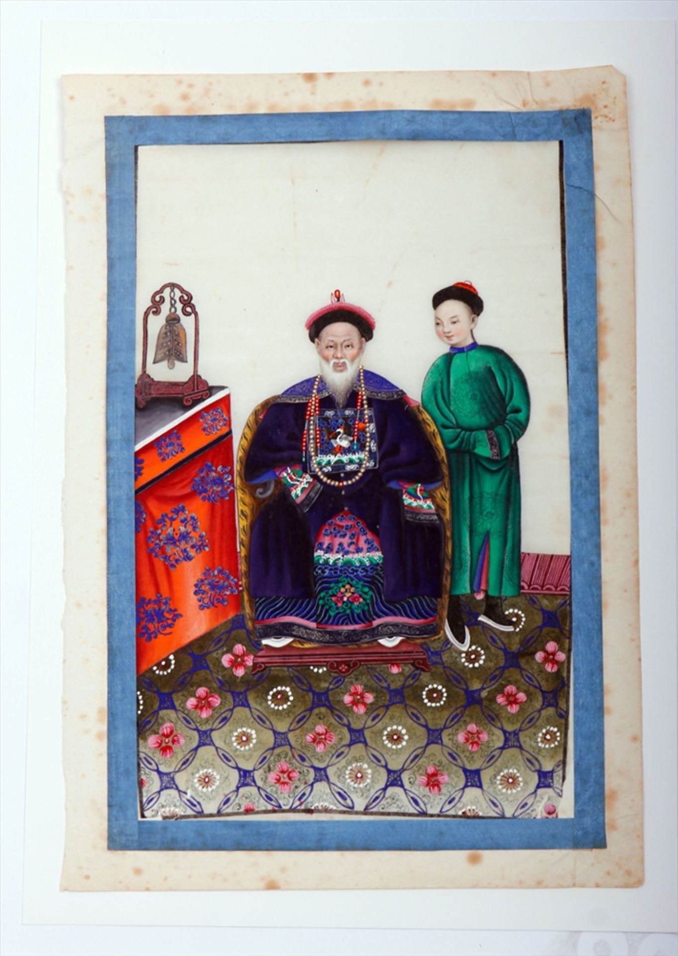 6 höfische Malereien, Gouache auf Reispapier, China, 2.Hälfte 19.Jh., Darstellungen des Kaiserpaares - Image 5 of 7
