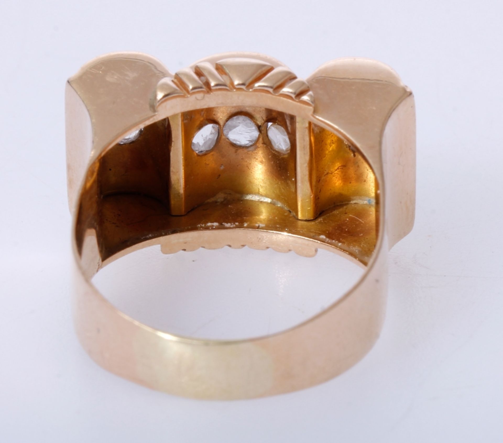 Ring, 750GG, Art Deco, 7,02 Gramm, Ringgröße 56, Altschliff Diamanten mit mittlerer bis unterer - Bild 5 aus 6