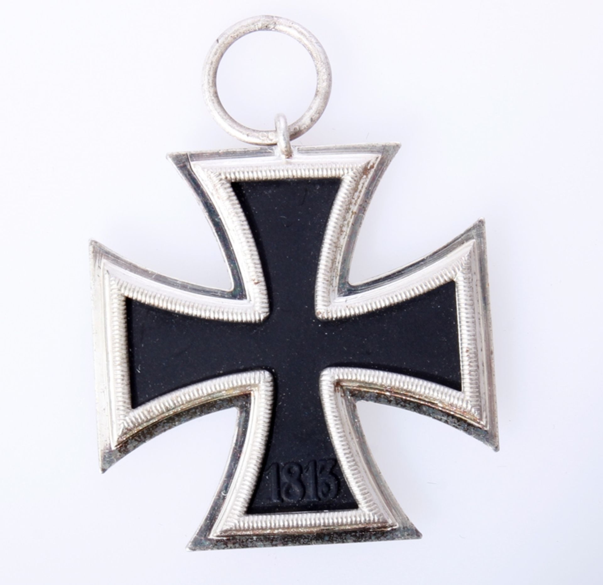 Eisernes Kreuz 2. Klasse 1939 am Band, Neusilberzarge mit Eisenkern, Hersteller 65 Klein und Quenzer - Bild 3 aus 4