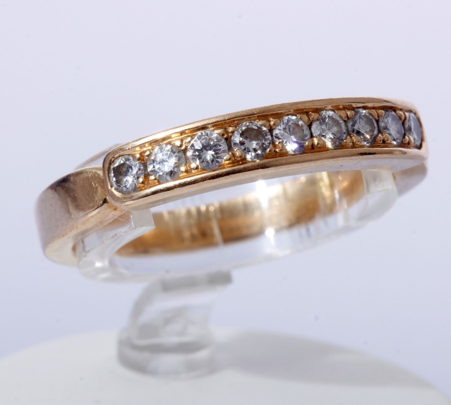 Ring, 750GG, 5,20 Gramm, 9 Diamanten im Brillantschliff, ges. ca. 0,41ct, Wesselton, SI, - Bild 3 aus 5