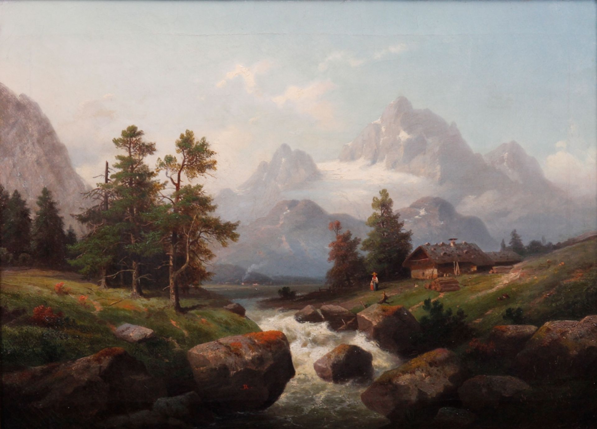 Wohl Louis Rohsal (ca. 1820 -ca. 1910), Landschaft mit Wildbach, 19. Jhdt., Öl auf Leinwand, auf