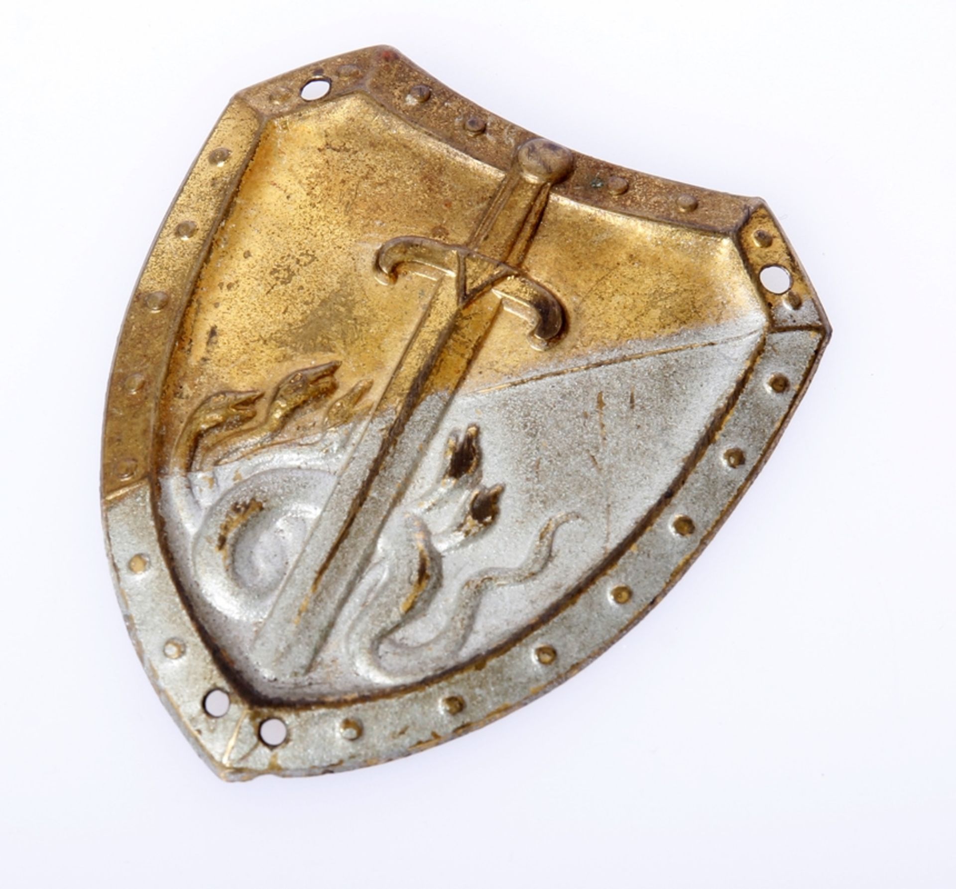 Abzeichen des Selbstschutzes Oberschlesien S.S.O.S. gestiftet 1921, Buntmetall versilbert/vergoldet, - Bild 3 aus 3