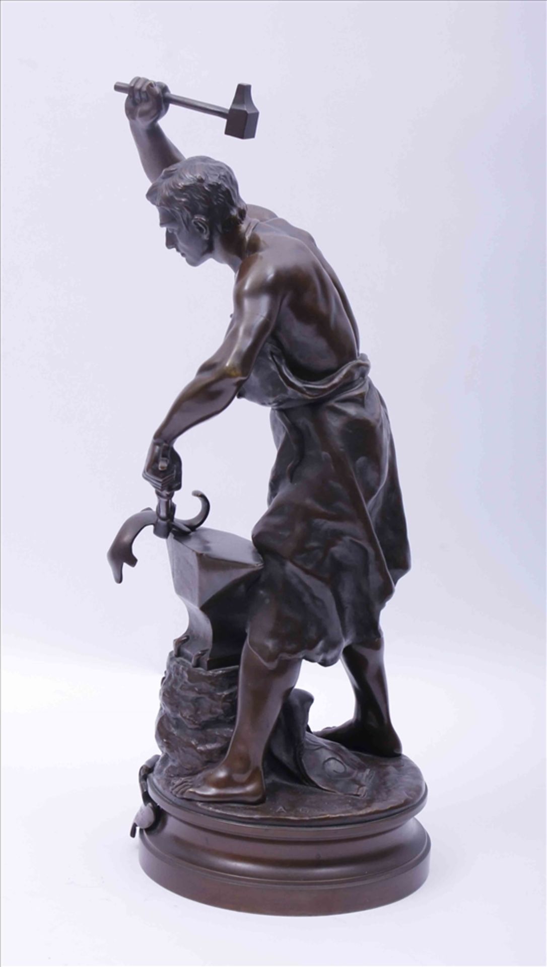 Adrien Étienne Gaudez (1845 - 1902), "Le Travail", Bronze, braun patiniert, stehender Schmied am - Image 3 of 5