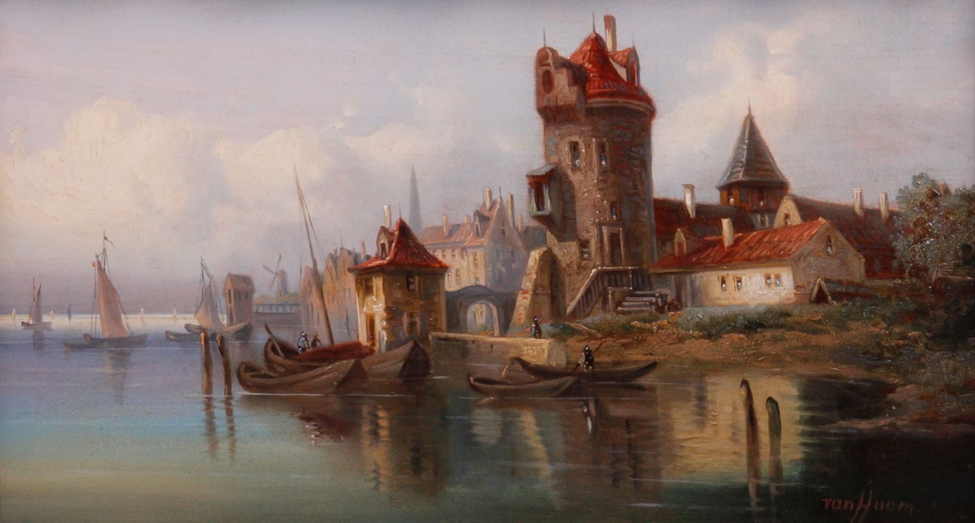 Ludwig Hermann van Hoom (1812 - 1881, niederländischer Marinemaler), "Partie in Köhrmend", Öl auf