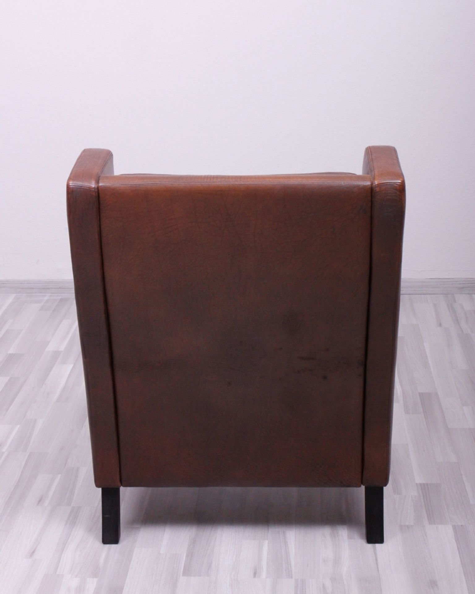 Ohrensessel, Dänemark, um 1970, im Stile Mogensen, braunes Leder, HxBxT: 97x72x82cm, - Bild 3 aus 5