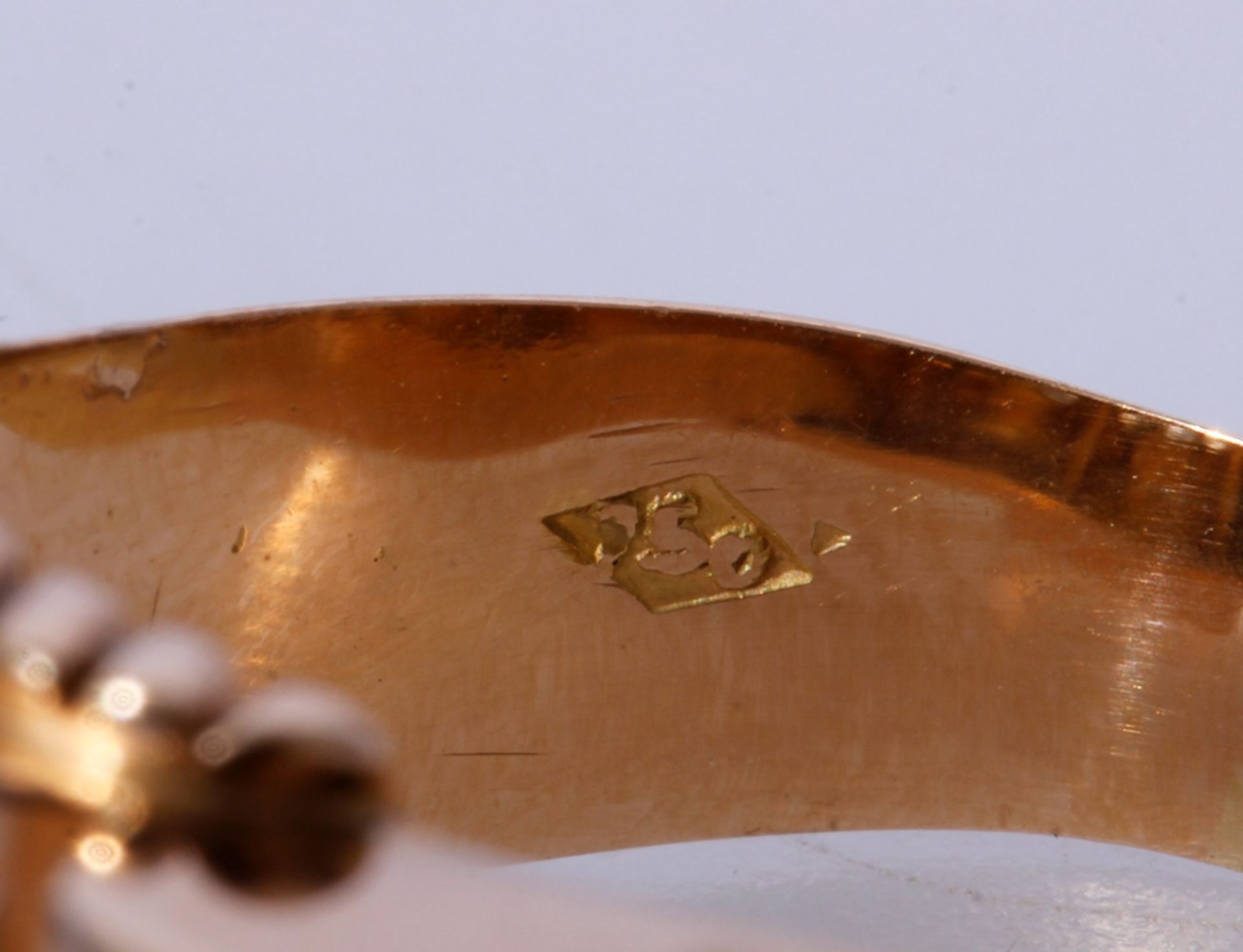 Ring, 750GG, Art Deco, 7,02 Gramm, Ringgröße 56, Altschliff Diamanten mit mittlerer bis unterer - Bild 6 aus 6