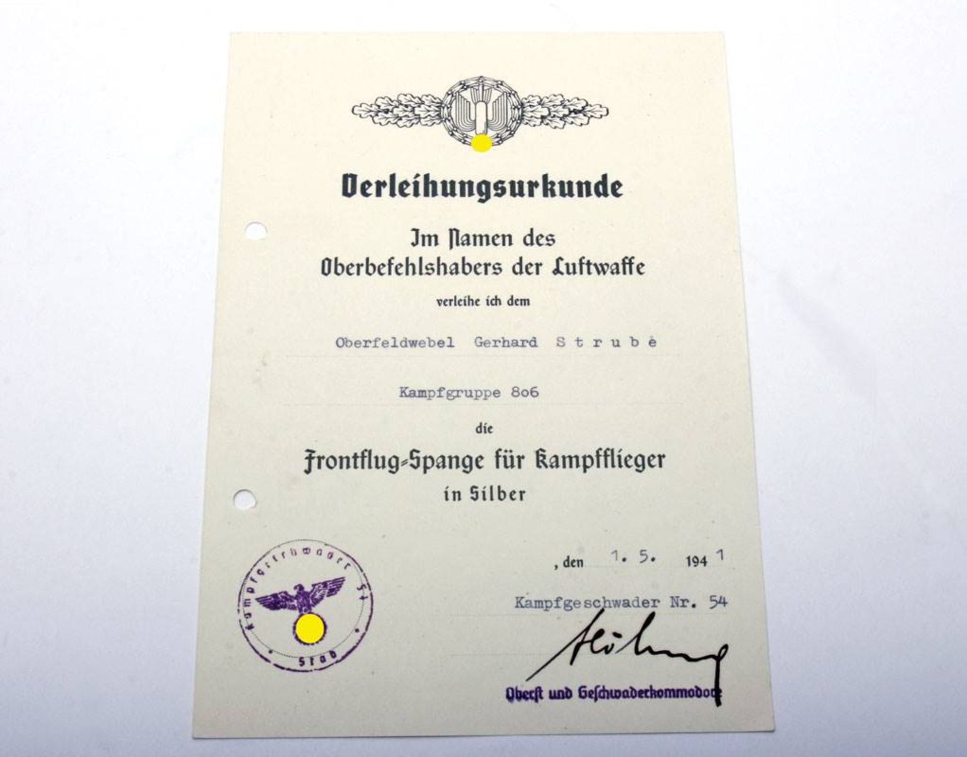 Nachlass Ehrenpokal der LuftwaffeNachlass der Luftwaffe des Soldaten Gerhard Strube. Die Gruppe - Bild 15 aus 25