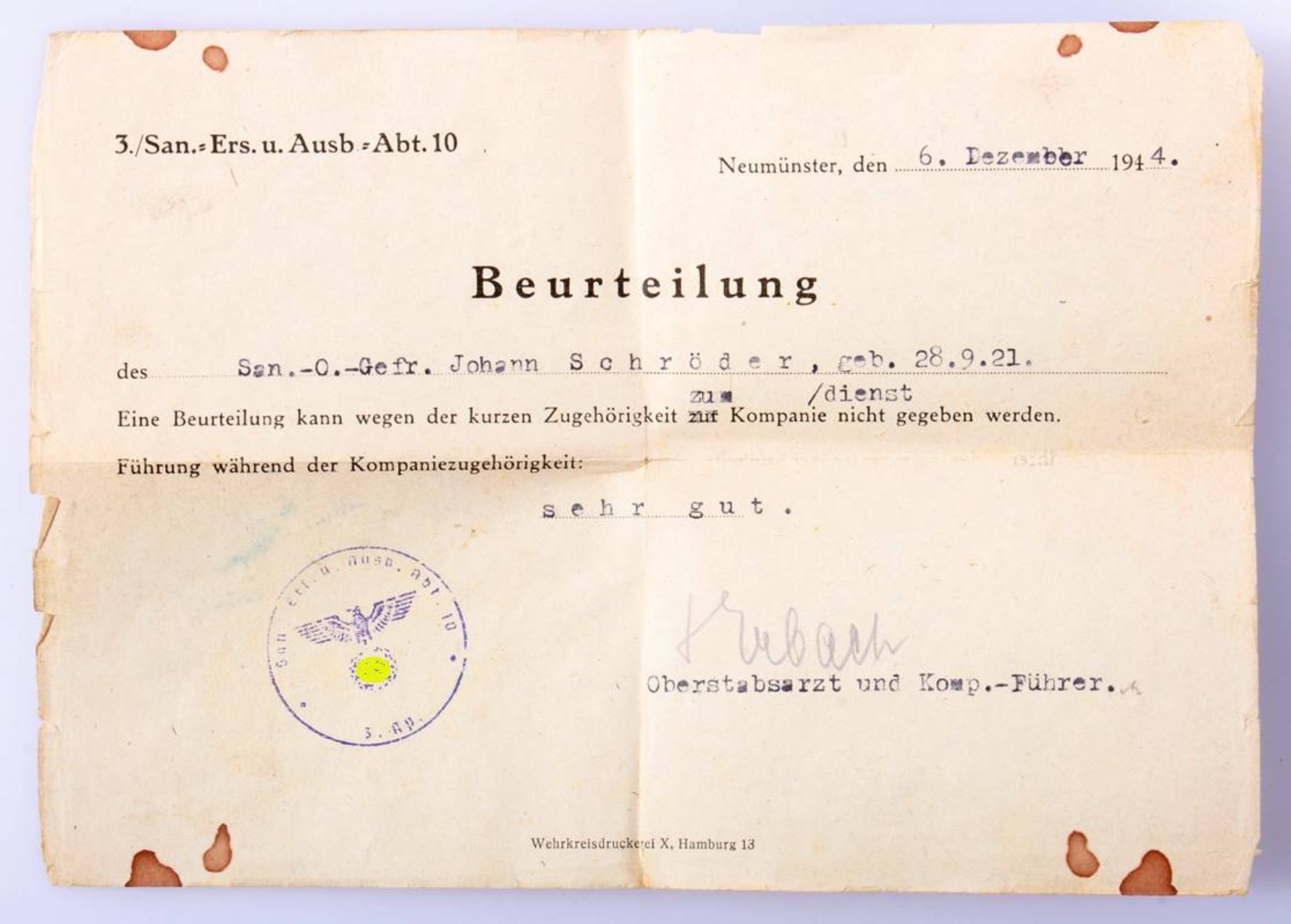 Nachlaß Schröder Deutsches Afrika-KorpsWehrpaß mit Umschlag, Bild fehlt ansonsten komplett ( - Bild 9 aus 11