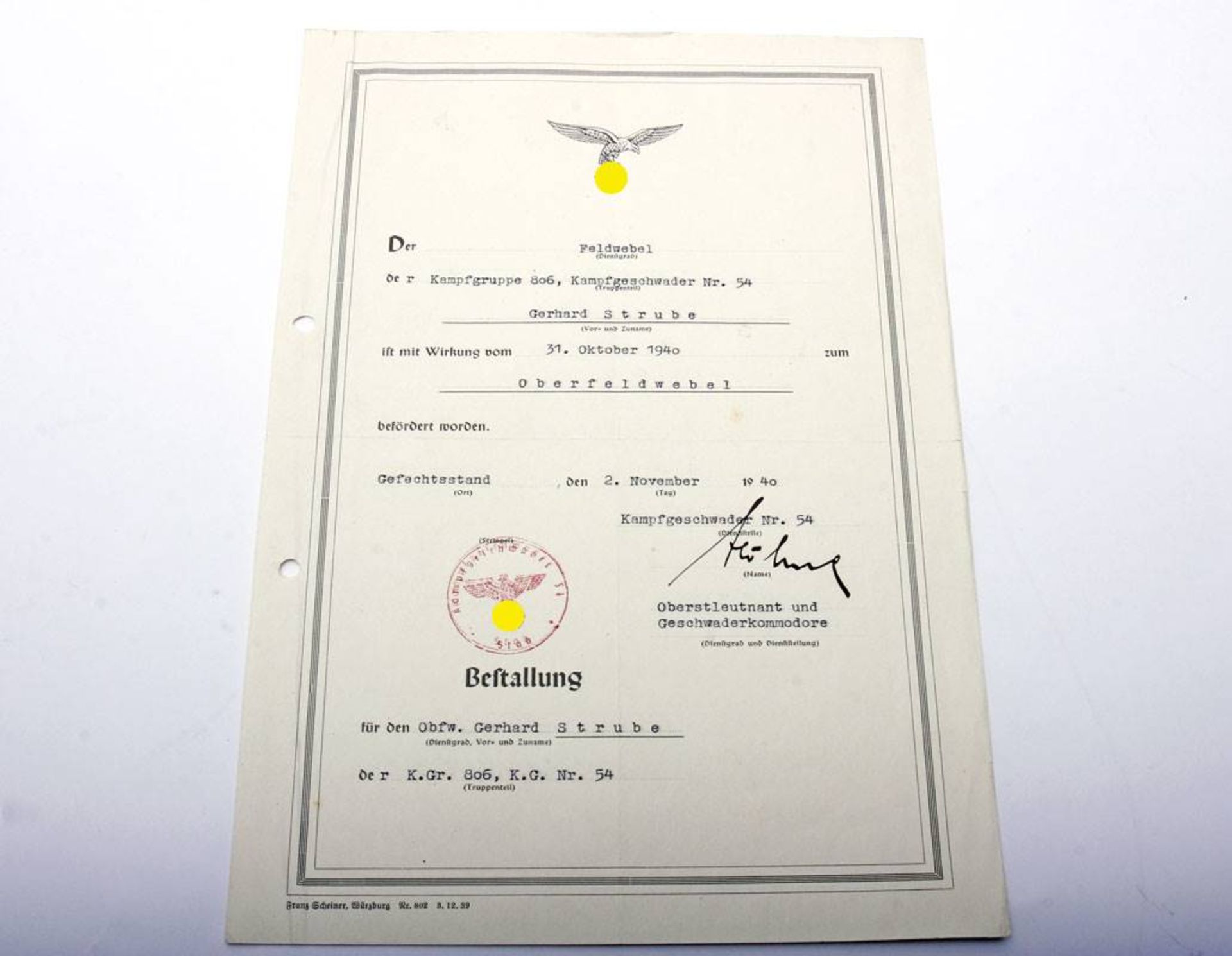 Nachlass Ehrenpokal der LuftwaffeNachlass der Luftwaffe des Soldaten Gerhard Strube. Die Gruppe - Bild 9 aus 25