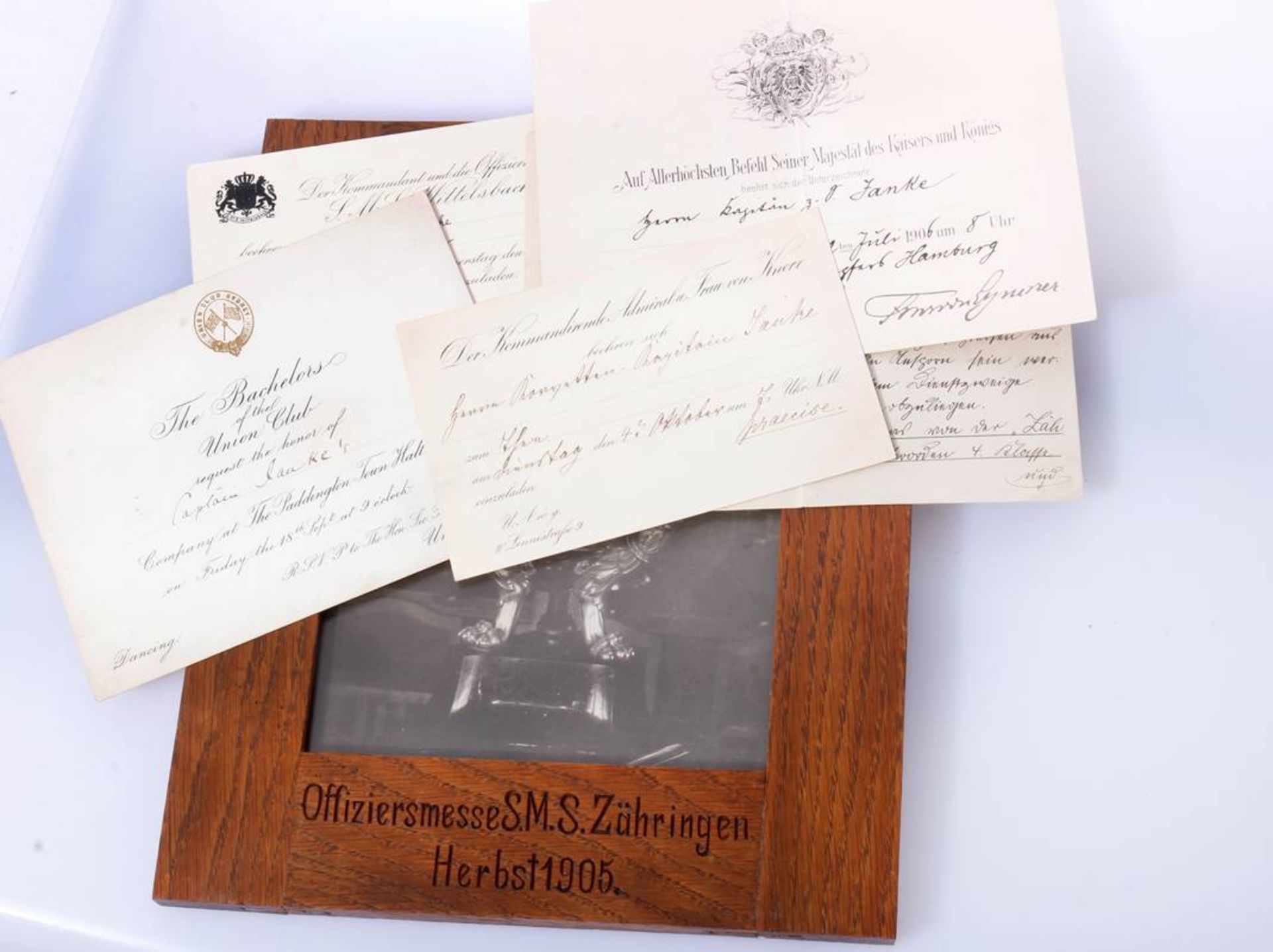 Schießpreis Zähringen MarineBilderrahmen mit dem Foto des 1905 verliehenen kaiserlichen