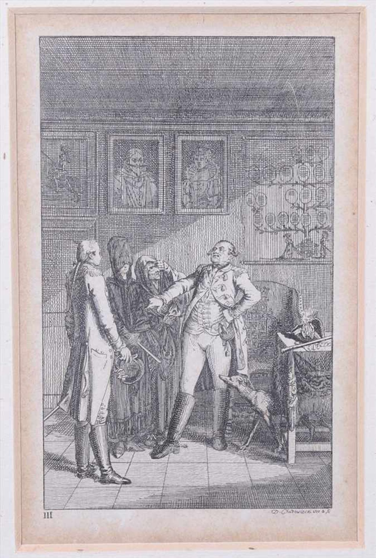 Daniel Chodowiecki (1726 in Danzig, Polen - 1801 in Berlin), (beschnittener) Kupferstich aus "