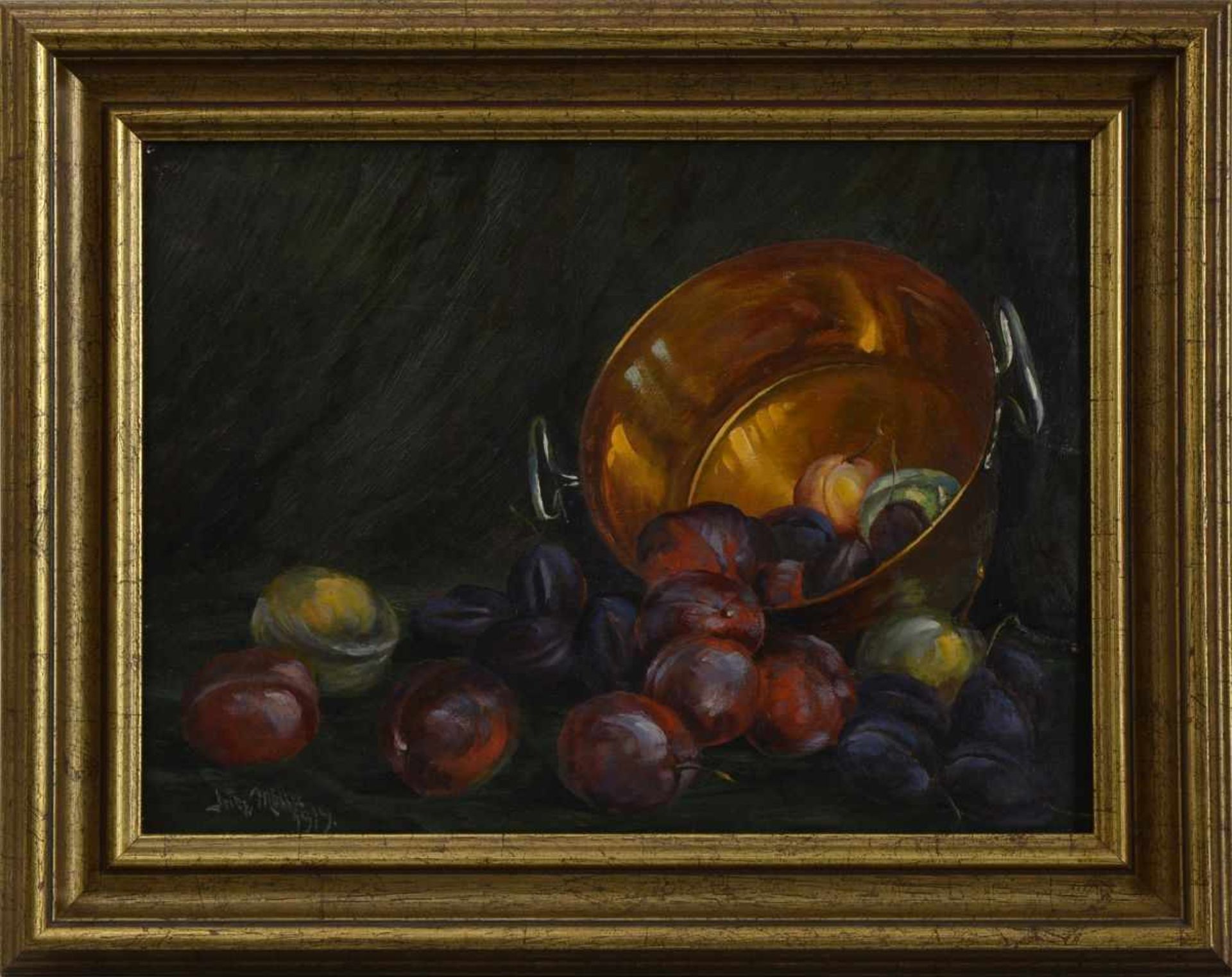Fritz Moeller-Schlünz (1900 in Schwaan - 1990 in Lübeck), Paar Gemälde, Obst-Stilleben mit Äpfeln