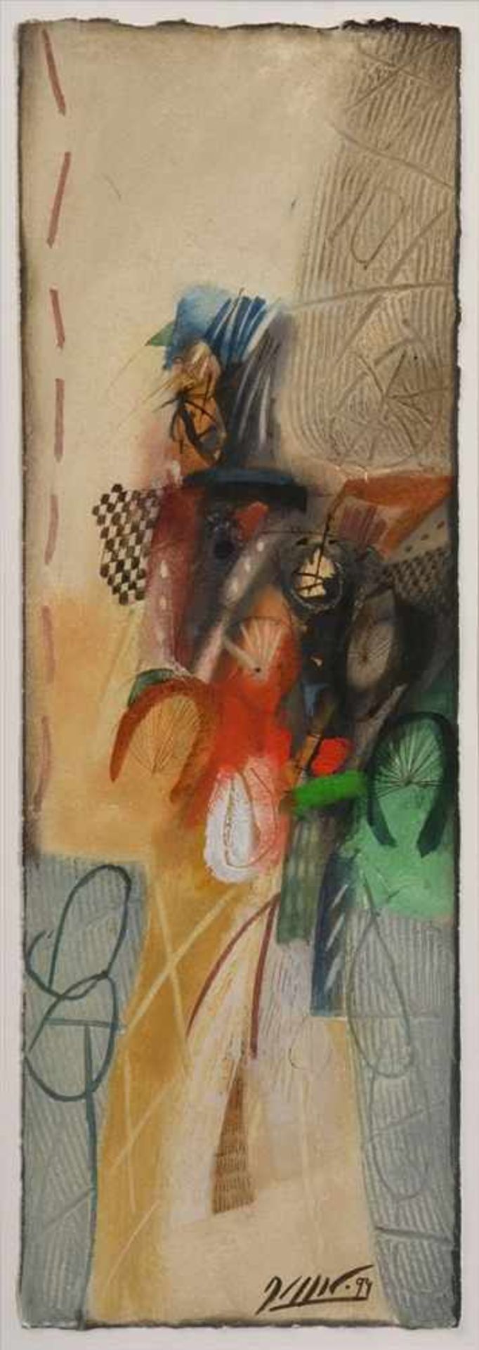 Georges Dussau (1947 in Chalon-sur-Saone), Abstraktion im Hochformat, 1994, Mischtechnik auf Papier, - Image 2 of 4