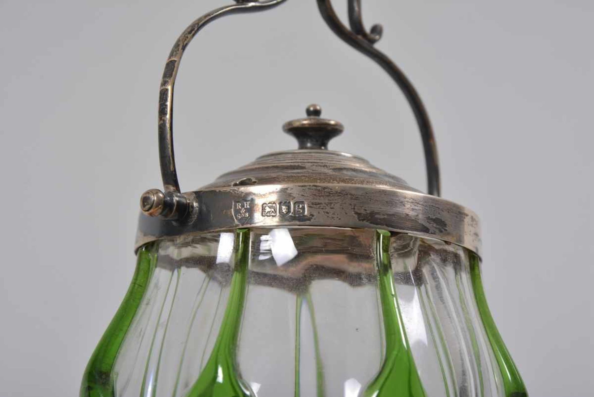 Jugendstil-Konfitüretopf925er Silber/Glas, R.H. Halford & Sons, London, 1902, gebauchter Korpus - Image 2 of 2