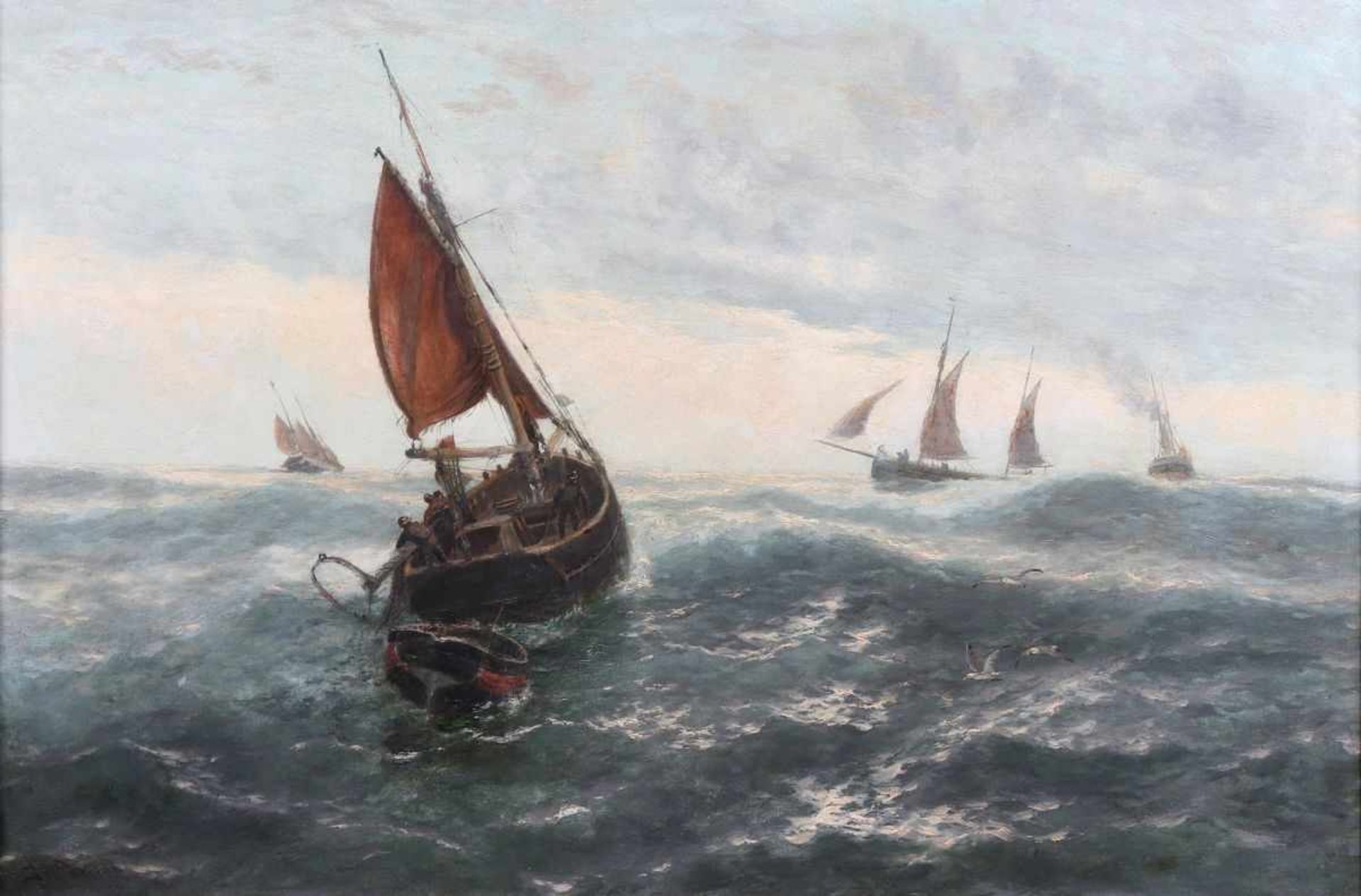 Thomas Rose Miles (1844 - 1916, engl. Künstler), rückw. bet. "North Sea Trawlers" (Nordsee-