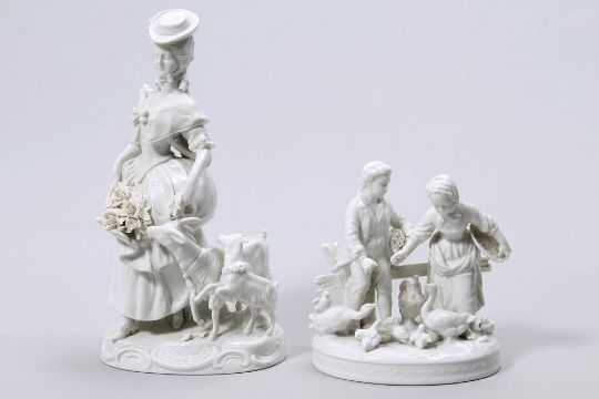 2 figural groups german, 20th C., porcelain, marked, H: 14-25cm, minor chips2 Figurengruppen - Bild 1 aus 7