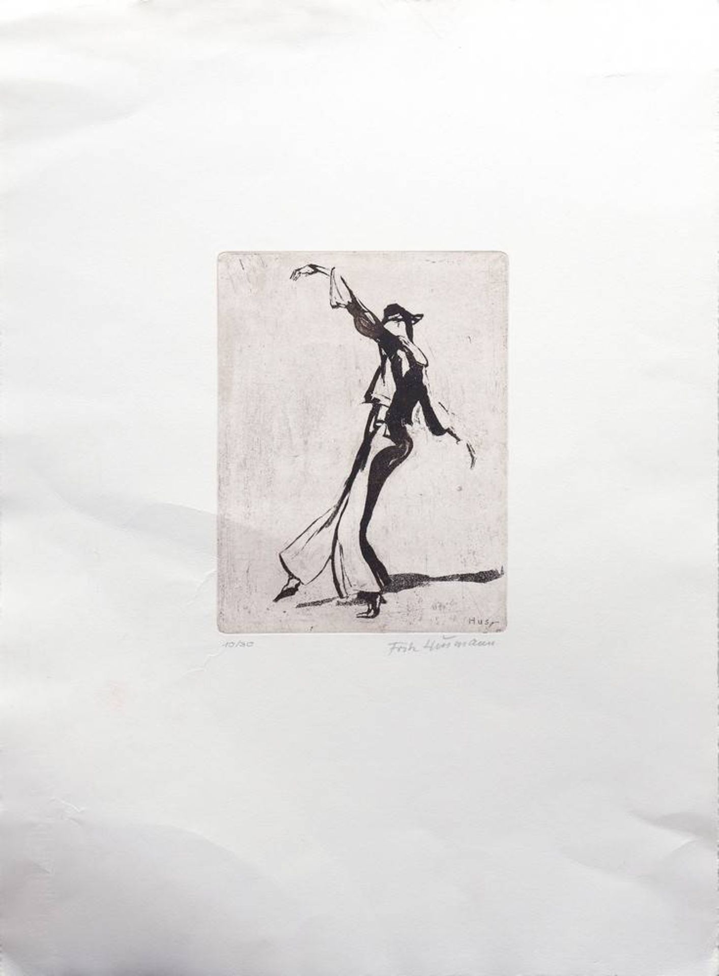 Fritz Husmann(1896, Bremen - 1982, Hamburg), dancer, Aquatinta, signed bottom right, Ex. 10/30, - Bild 2 aus 2